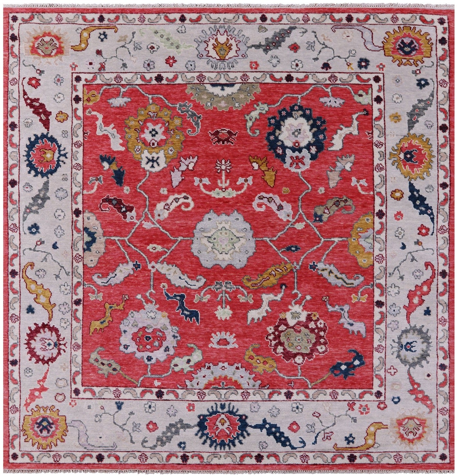 Square Turkish Oushak Hand Knotted Wool Rug - 9' 0" X 9' 0" - Golden Nile