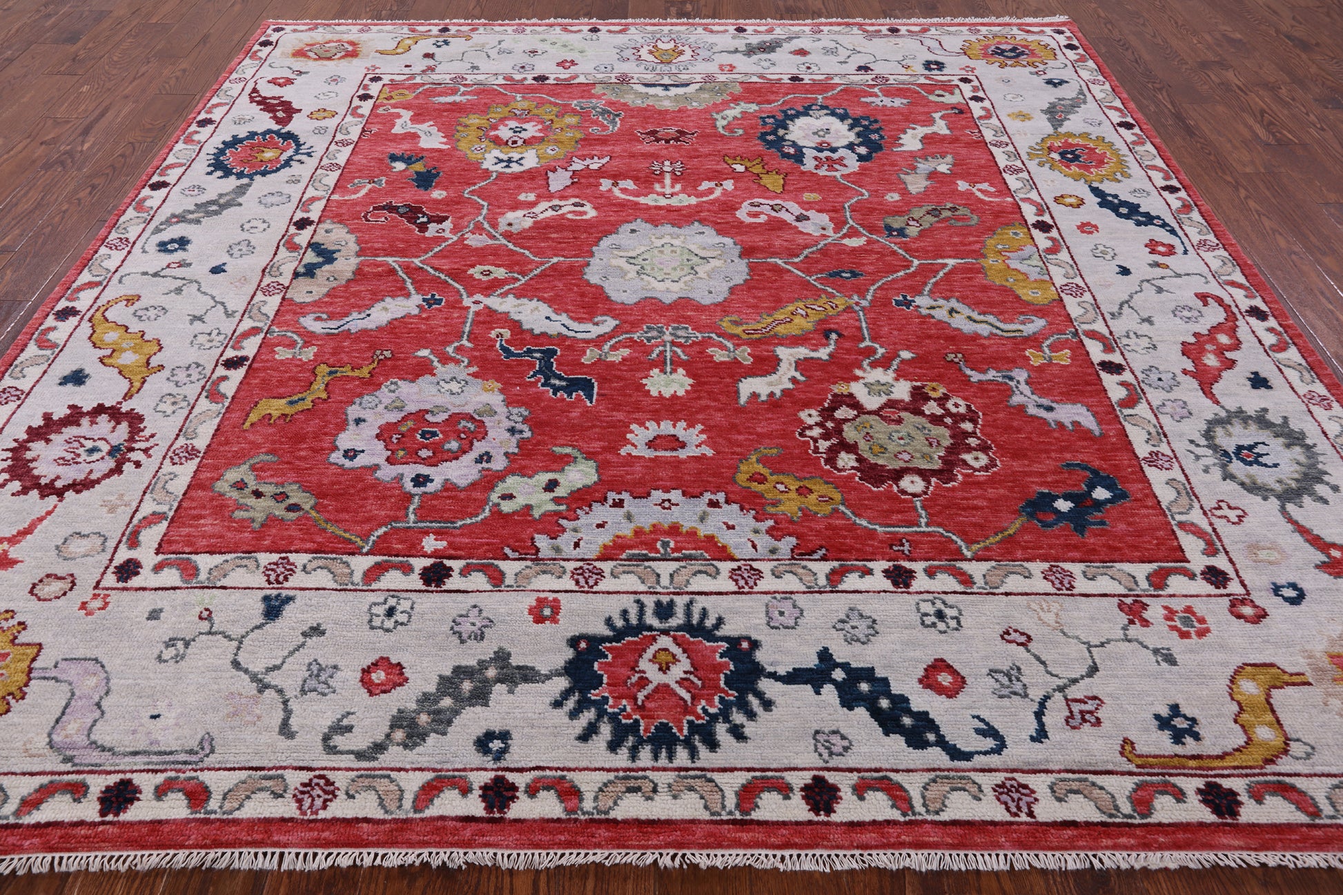 Square Turkish Oushak Hand Knotted Wool Rug - 9' 0" X 9' 0" - Golden Nile