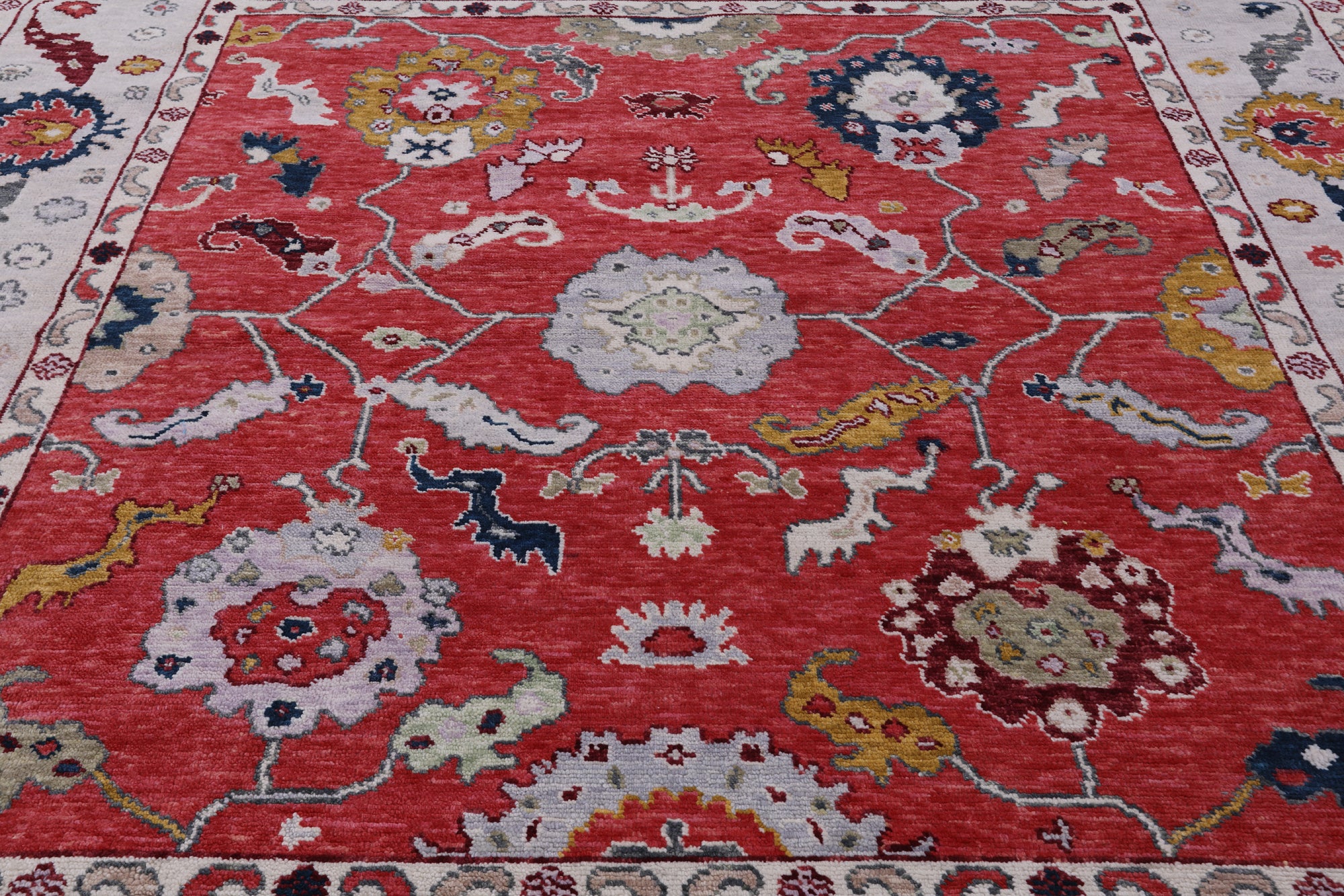 Square Turkish Oushak Hand Knotted Wool Rug - 9' 0" X 9' 0" - Golden Nile