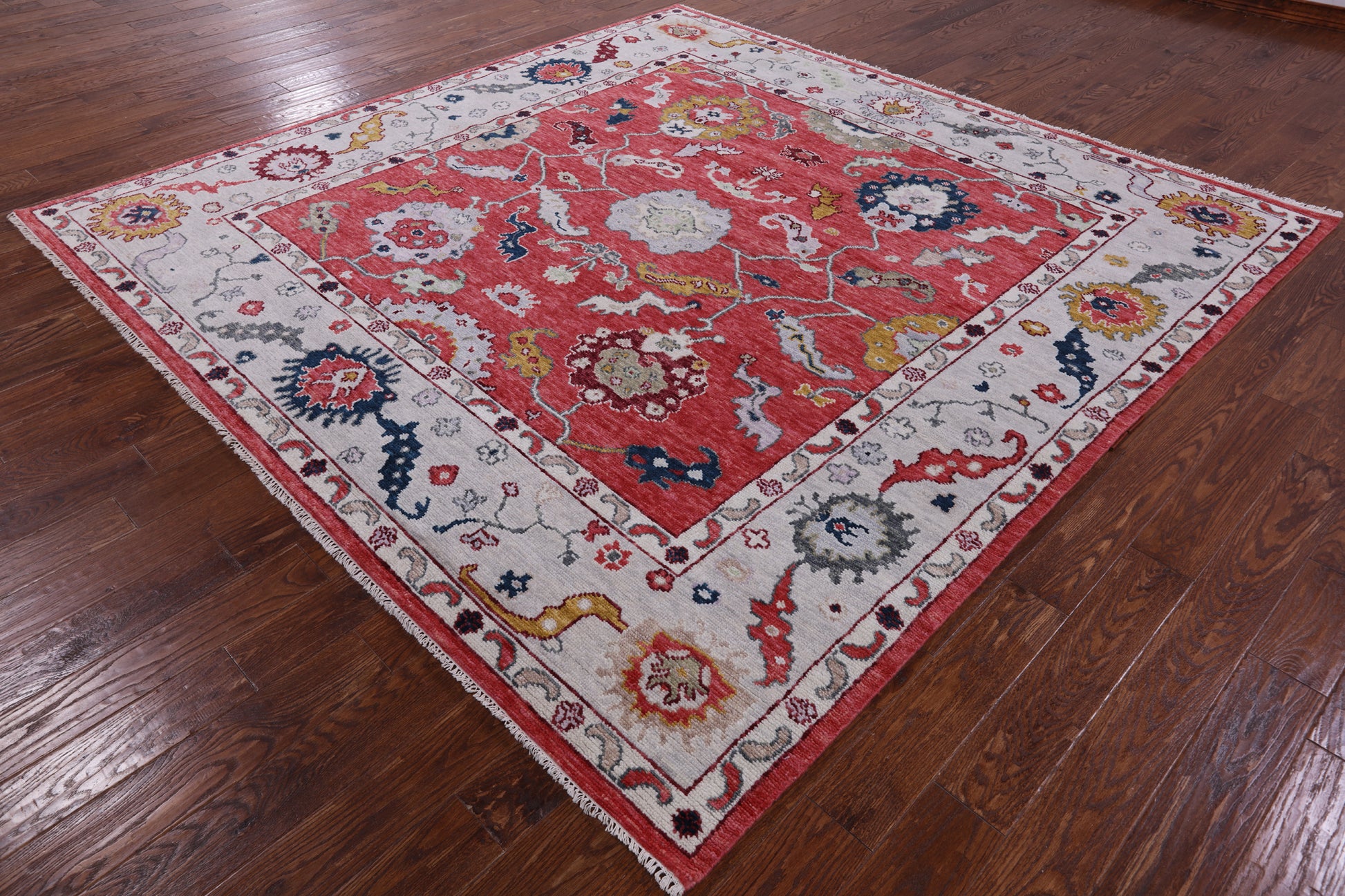 Square Turkish Oushak Hand Knotted Wool Rug - 9' 0" X 9' 0" - Golden Nile