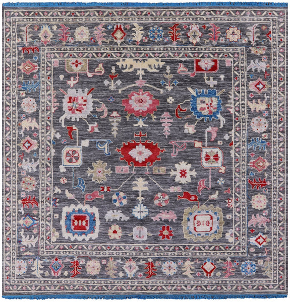 Grey Square Turkish Oushak Hand Knotted Wool Rug - 10' 2" X 10' 2" - Golden Nile