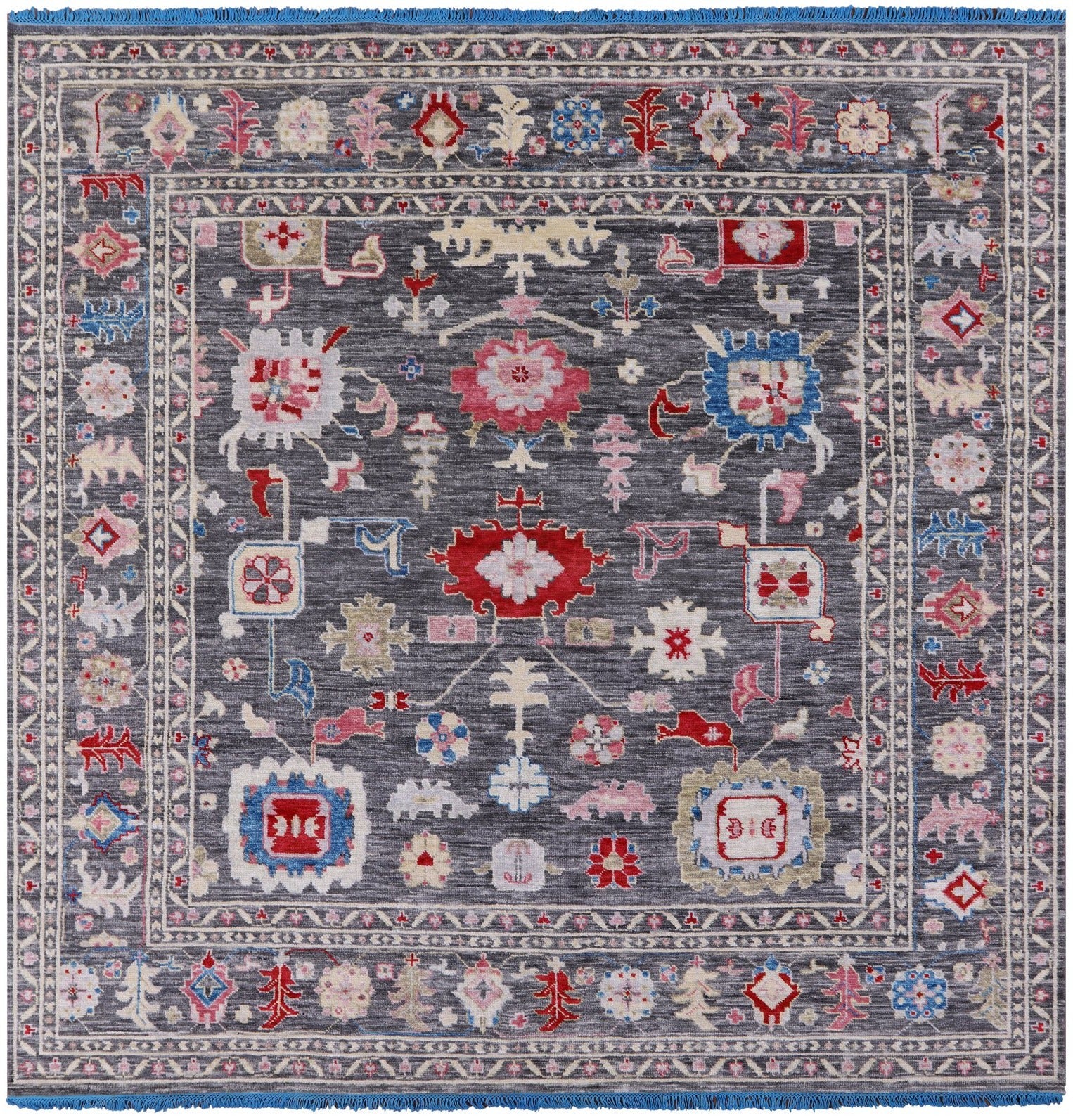 Grey Square Turkish Oushak Hand Knotted Wool Rug - 10' 2" X 10' 2" - Golden Nile