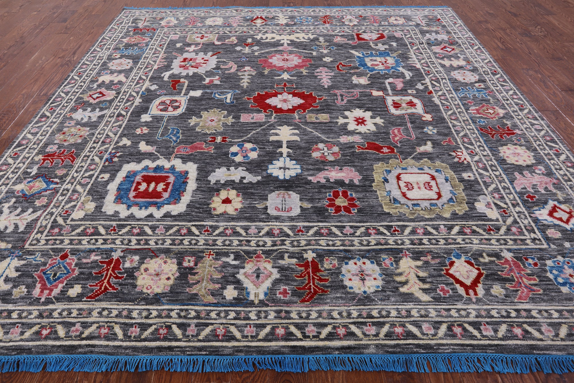 Grey Square Turkish Oushak Hand Knotted Wool Rug - 10' 2" X 10' 2" - Golden Nile