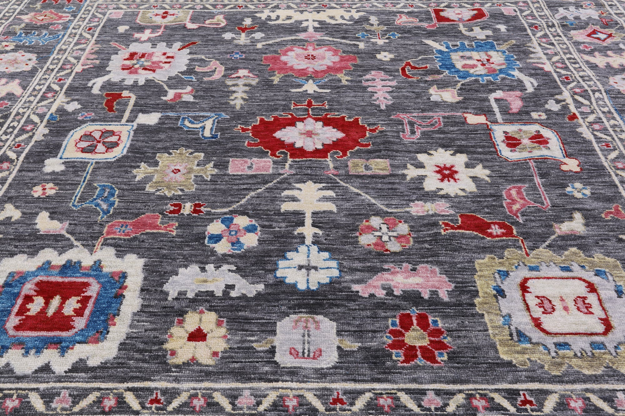 Grey Square Turkish Oushak Hand Knotted Wool Rug - 10' 2" X 10' 2" - Golden Nile