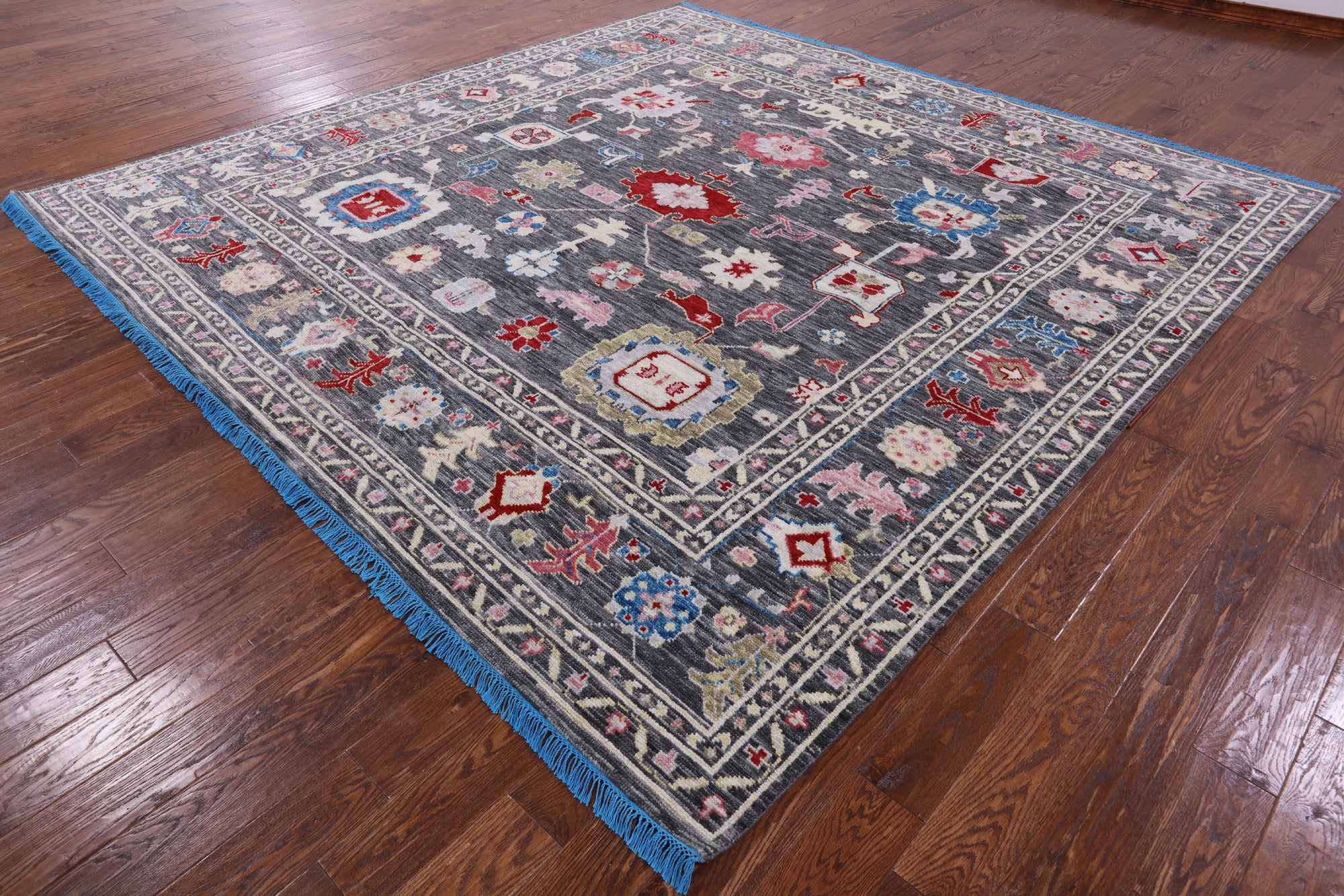 Grey Square Turkish Oushak Hand Knotted Wool Rug - 10' 2" X 10' 2" - Golden Nile