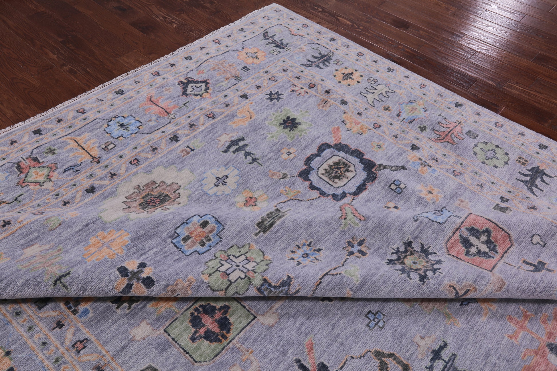 Light Blue Turkish Oushak Hand Knotted Wool Rug - 10' 2" X 14' 1" - Golden Nile