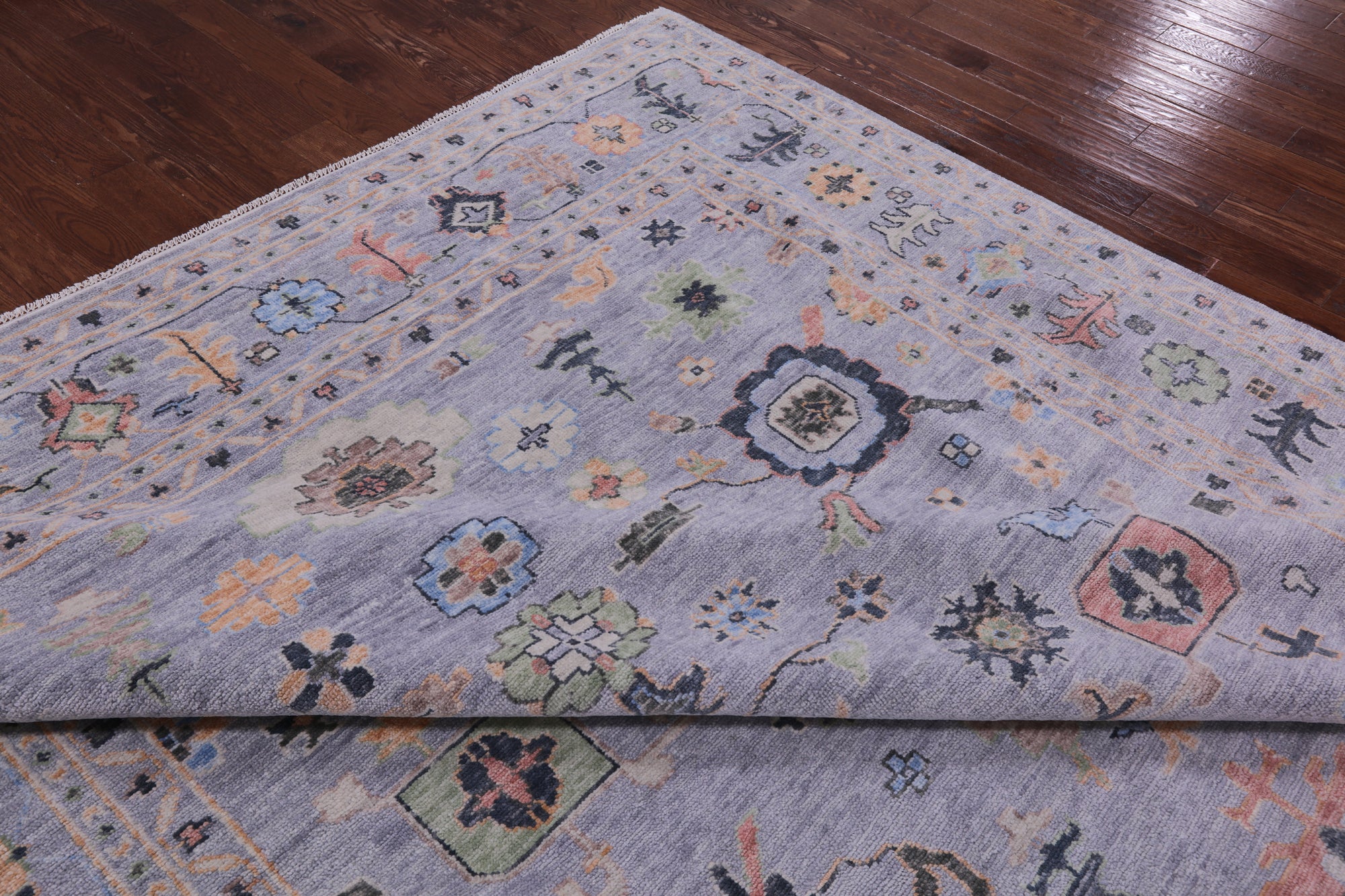Light Blue Turkish Oushak Hand Knotted Wool Rug - 10' 2" X 14' 1" - Golden Nile