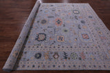 Light Blue Turkish Oushak Hand Knotted Wool Rug - 10' 2" X 14' 1" - Golden Nile