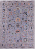 Light Blue Turkish Oushak Hand Knotted Wool Rug - 10' 2" X 14' 1" - Golden Nile