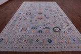 Light Blue Turkish Oushak Hand Knotted Wool Rug - 10' 2" X 14' 1" - Golden Nile