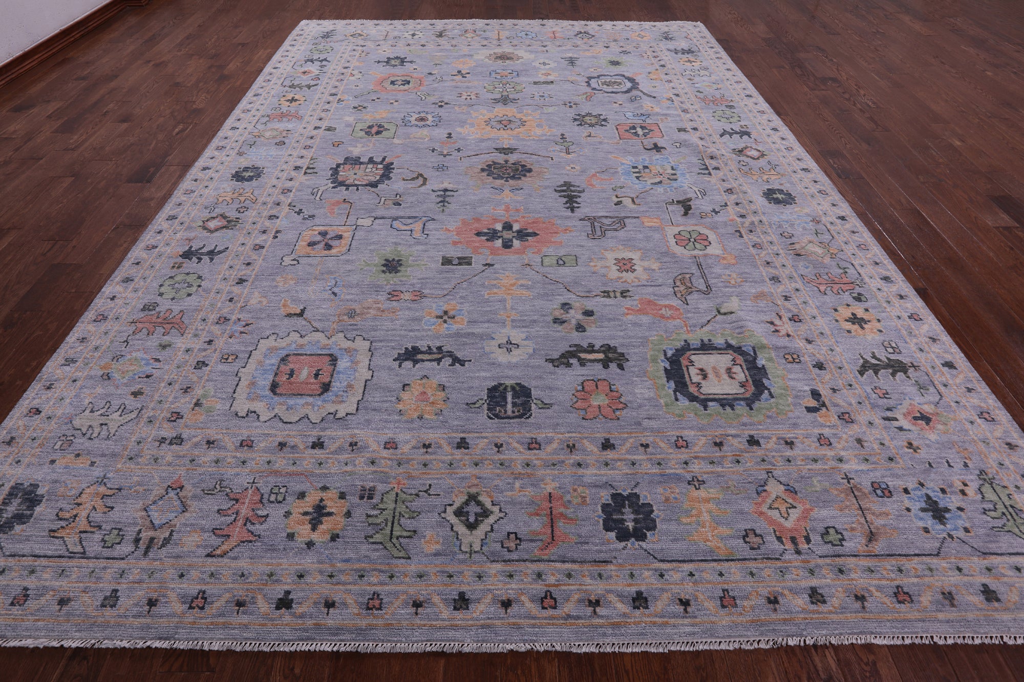 Light Blue Turkish Oushak Hand Knotted Wool Rug - 10' 2" X 14' 1" - Golden Nile