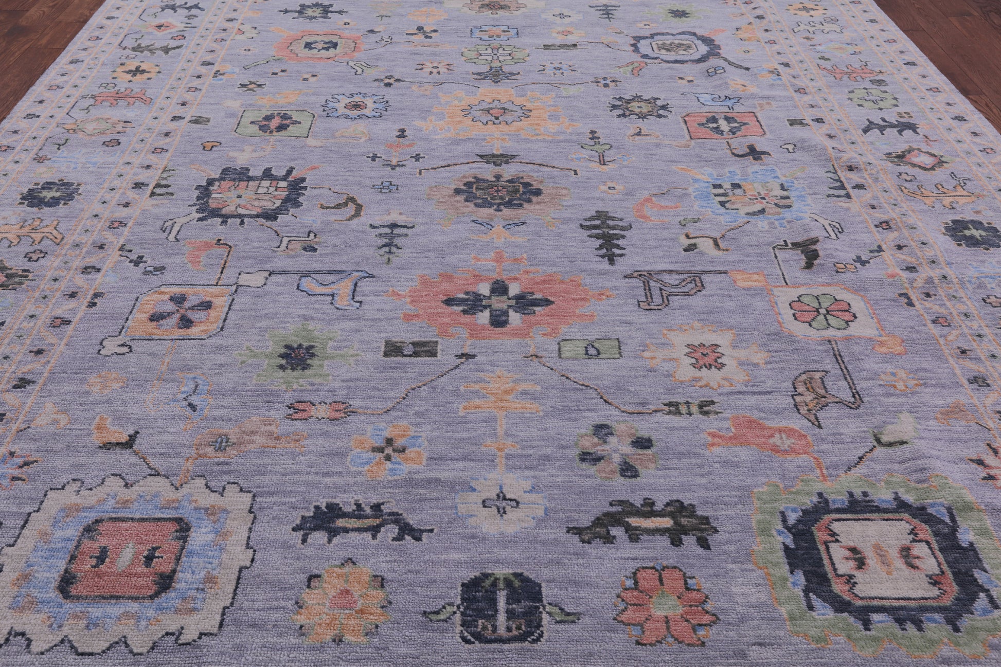Light Blue Turkish Oushak Hand Knotted Wool Rug - 10' 2" X 14' 1" - Golden Nile