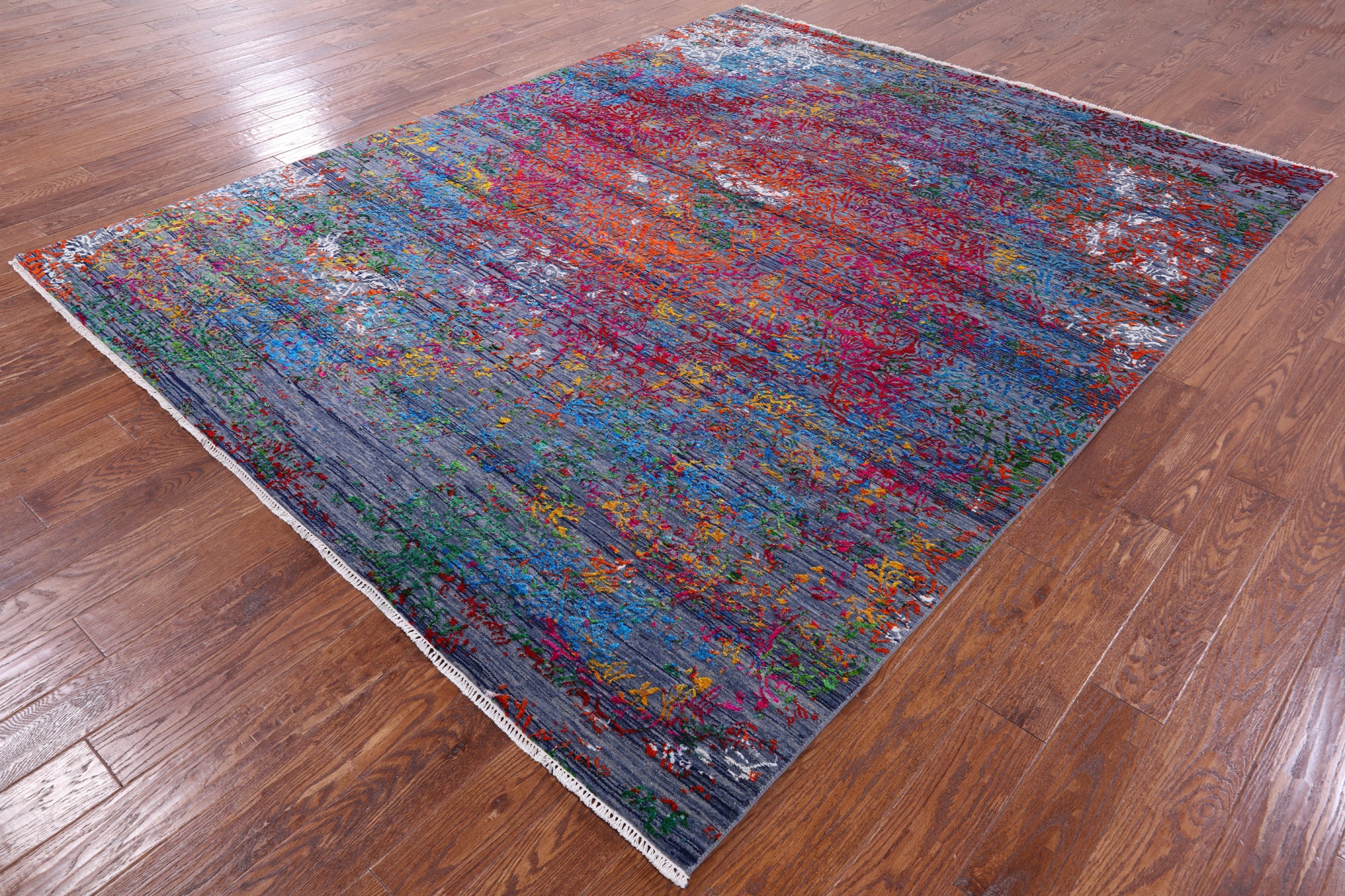 Abstract Contemporary Handmade Wool & Silk Rug - 8' 0" X 10' 0" - Golden Nile