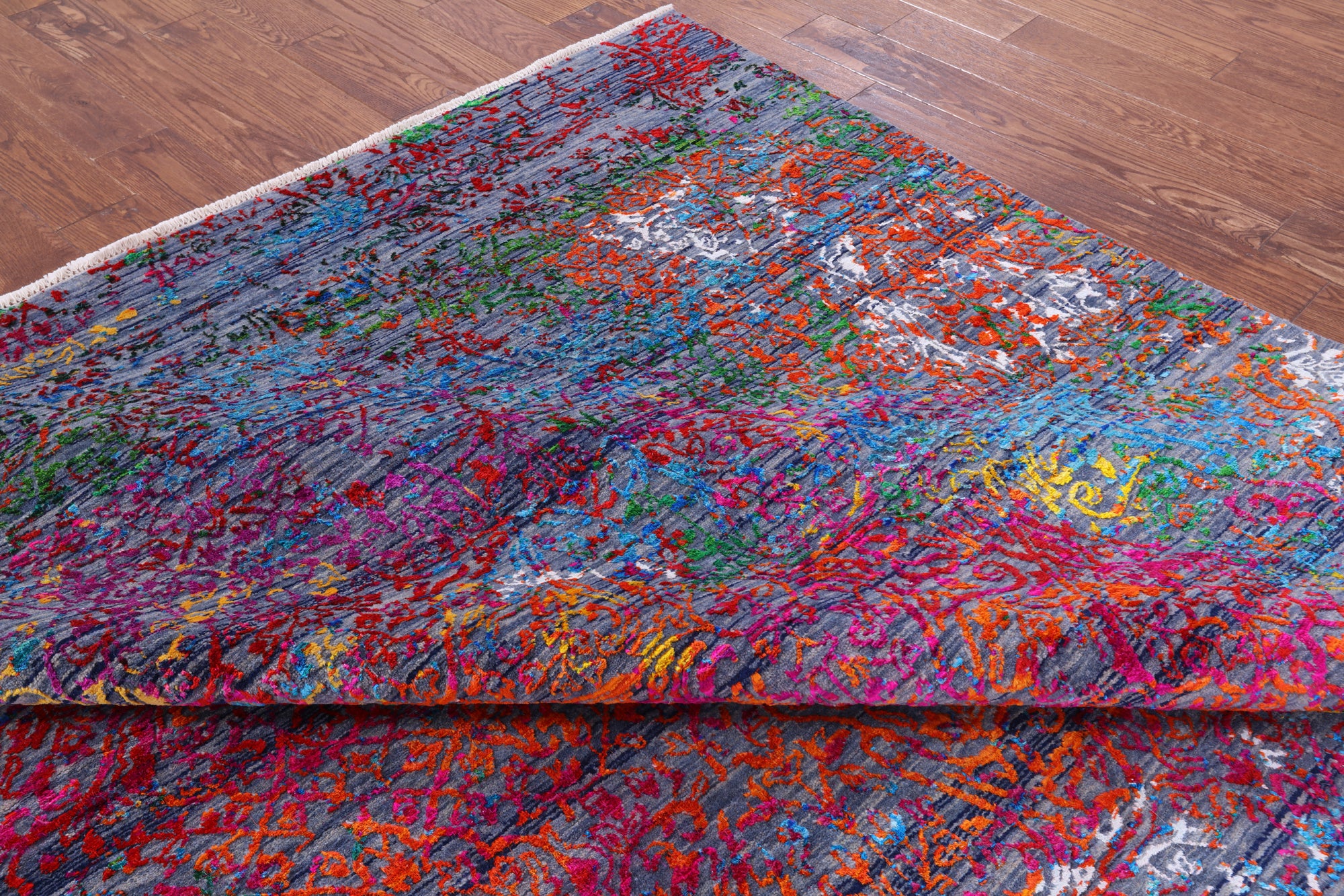 Abstract Contemporary Handmade Wool & Silk Rug - 8' 0" X 10' 0" - Golden Nile