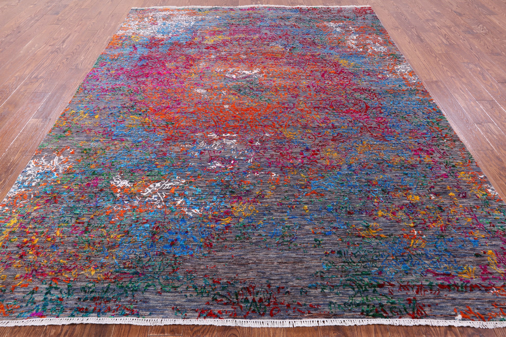 Abstract Contemporary Hand Knotted Wool & Silk Rug - 8' 2" X 10' 1" - Golden Nile