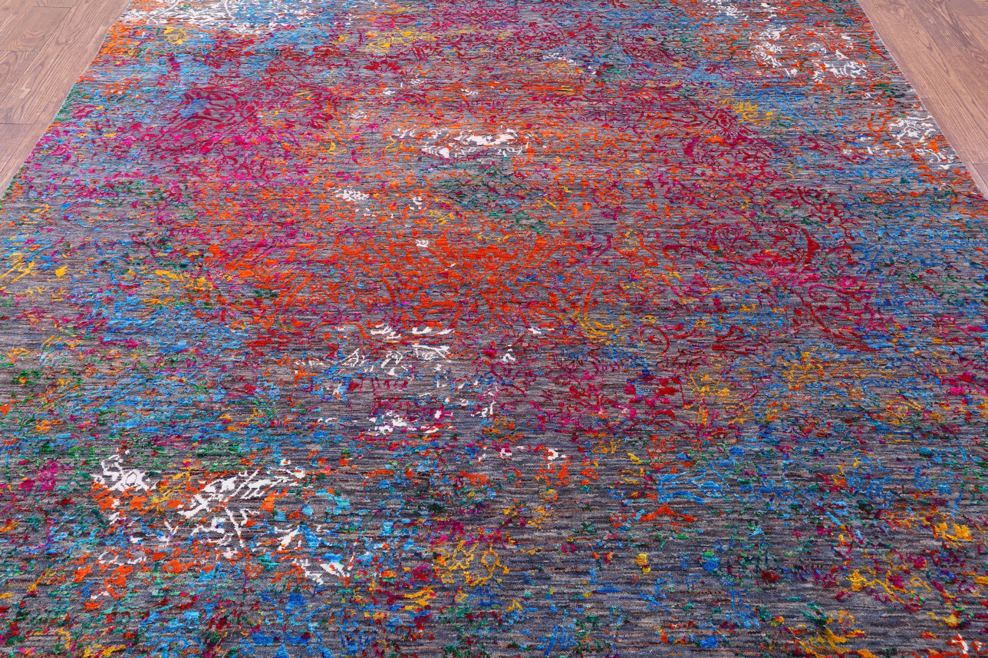 Abstract Contemporary Hand Knotted Wool & Silk Rug - 8' 2" X 10' 1" - Golden Nile