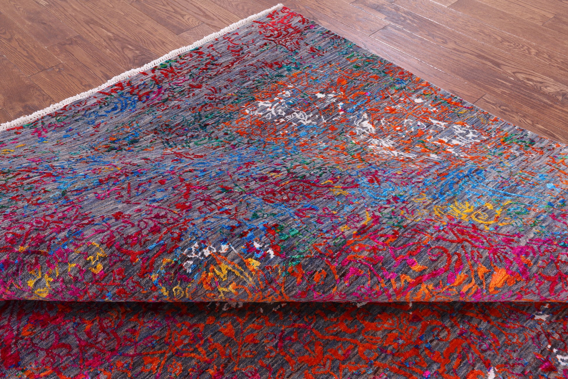 Abstract Contemporary Hand Knotted Wool & Silk Rug - 8' 2" X 10' 1" - Golden Nile