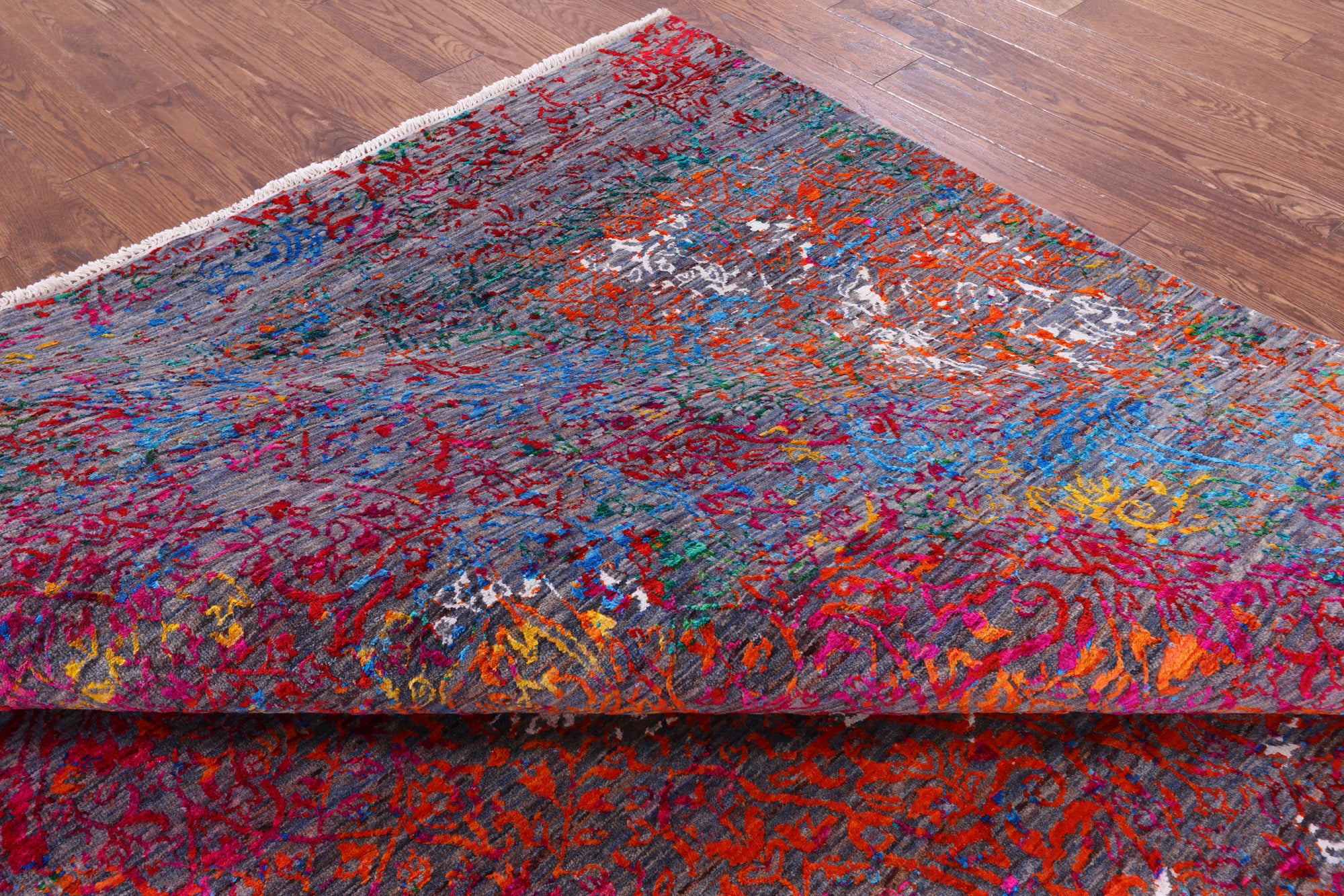 Abstract Contemporary Hand Knotted Wool & Silk Rug - 8' 2" X 10' 1" - Golden Nile