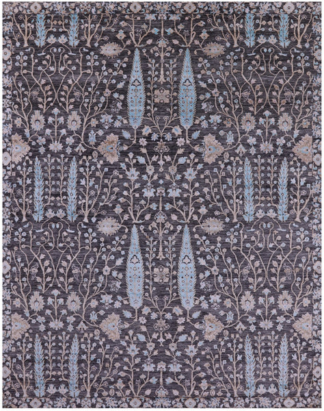 Grey Persian Ziegler Handmade Wool & Silk Rug - 8' 1" X 10' 1" - Golden Nile