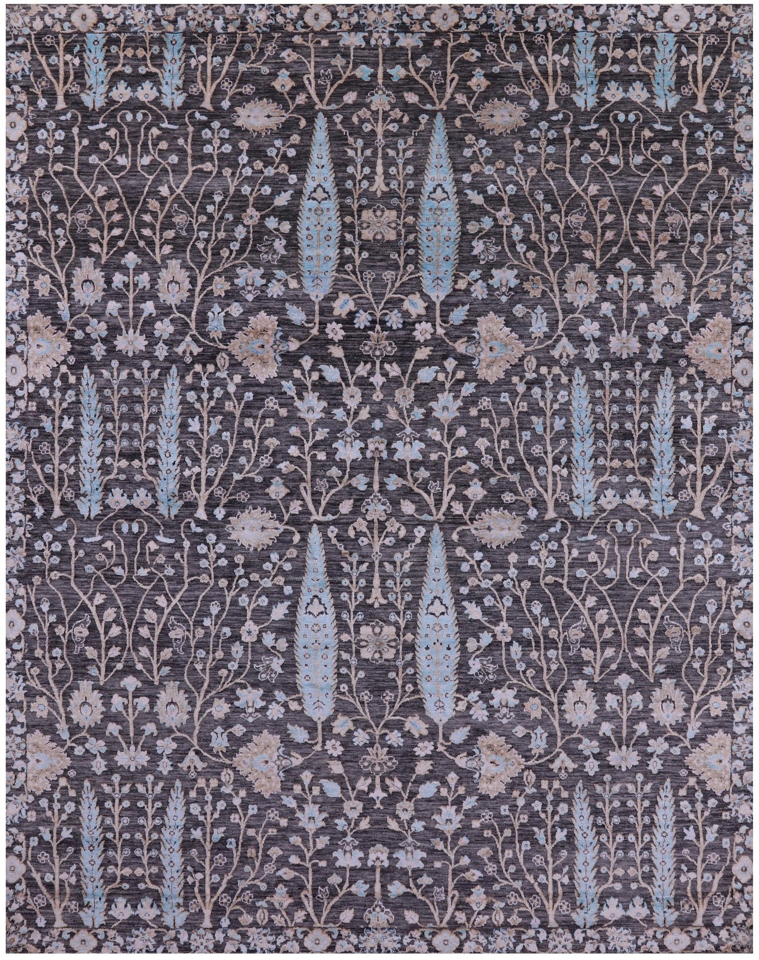 Grey Persian Ziegler Handmade Wool & Silk Rug - 8' 1" X 10' 1" - Golden Nile