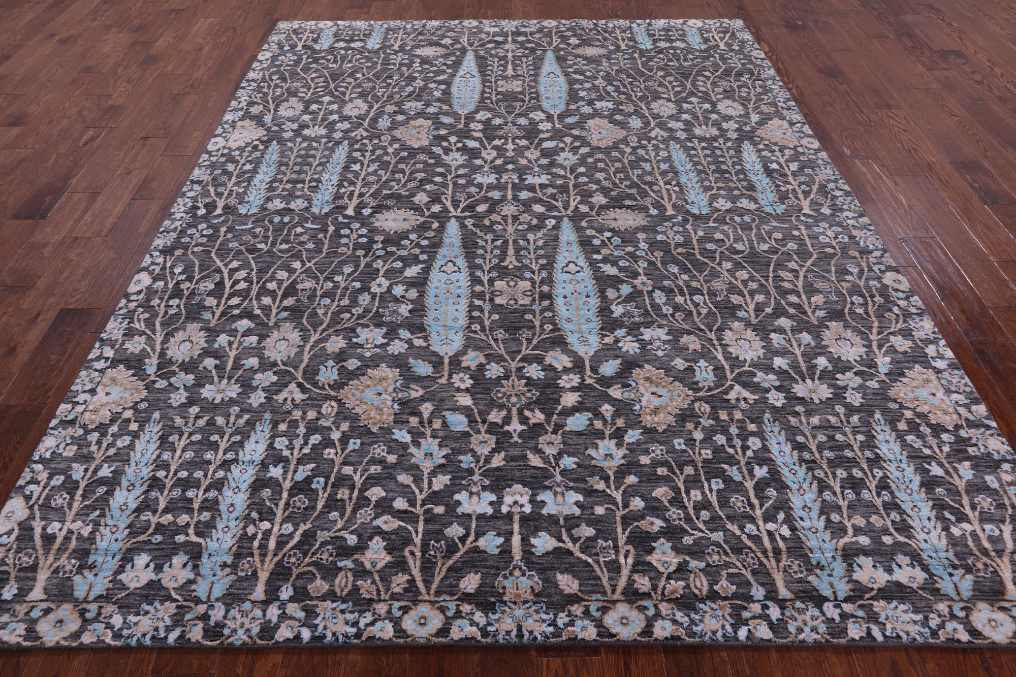 Grey Persian Ziegler Handmade Wool & Silk Rug - 8' 1" X 10' 1" - Golden Nile