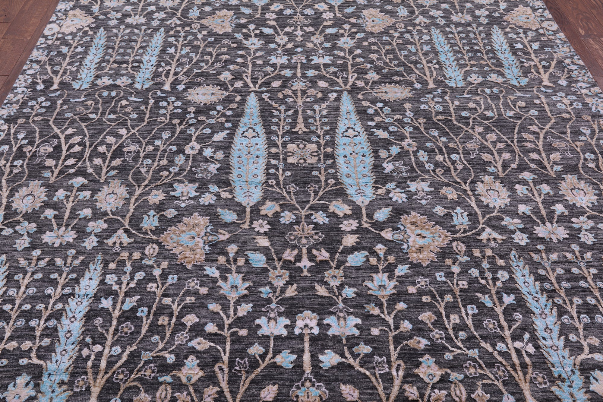 Grey Persian Ziegler Handmade Wool & Silk Rug - 8' 1" X 10' 1" - Golden Nile