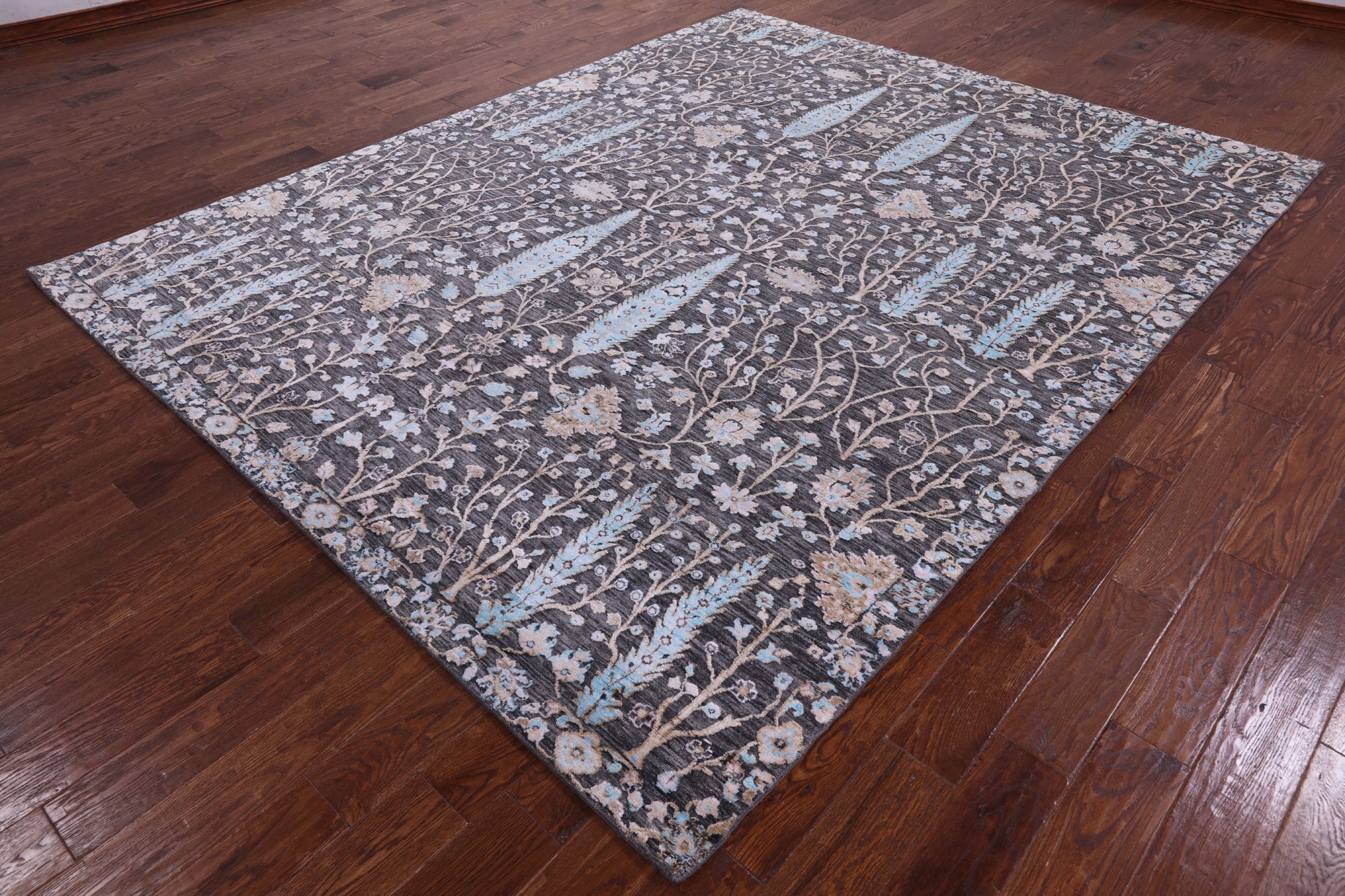 Grey Persian Ziegler Handmade Wool & Silk Rug - 8' 1" X 10' 1" - Golden Nile