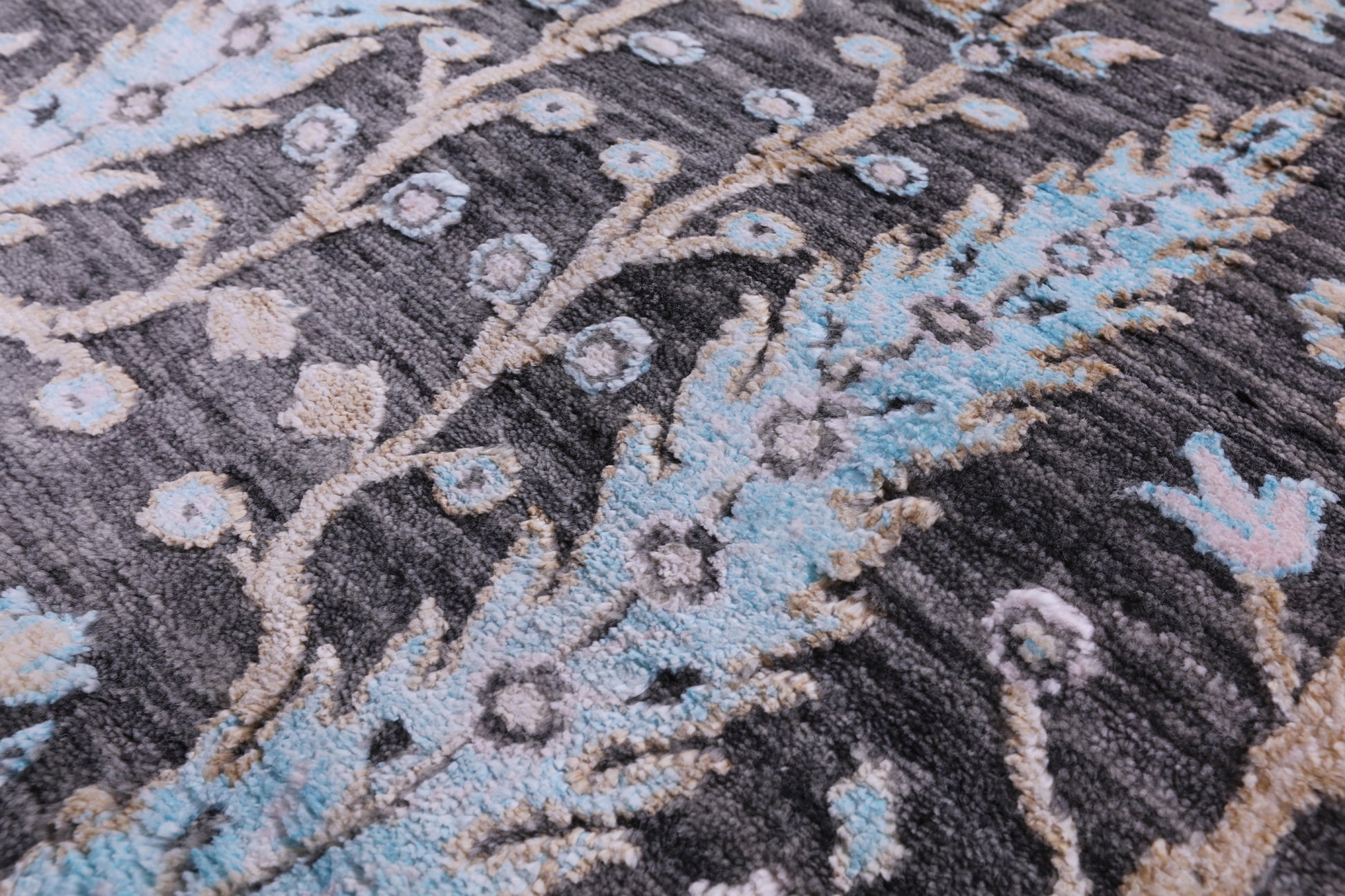 Grey Persian Ziegler Handmade Wool & Silk Rug - 8' 1" X 10' 1" - Golden Nile