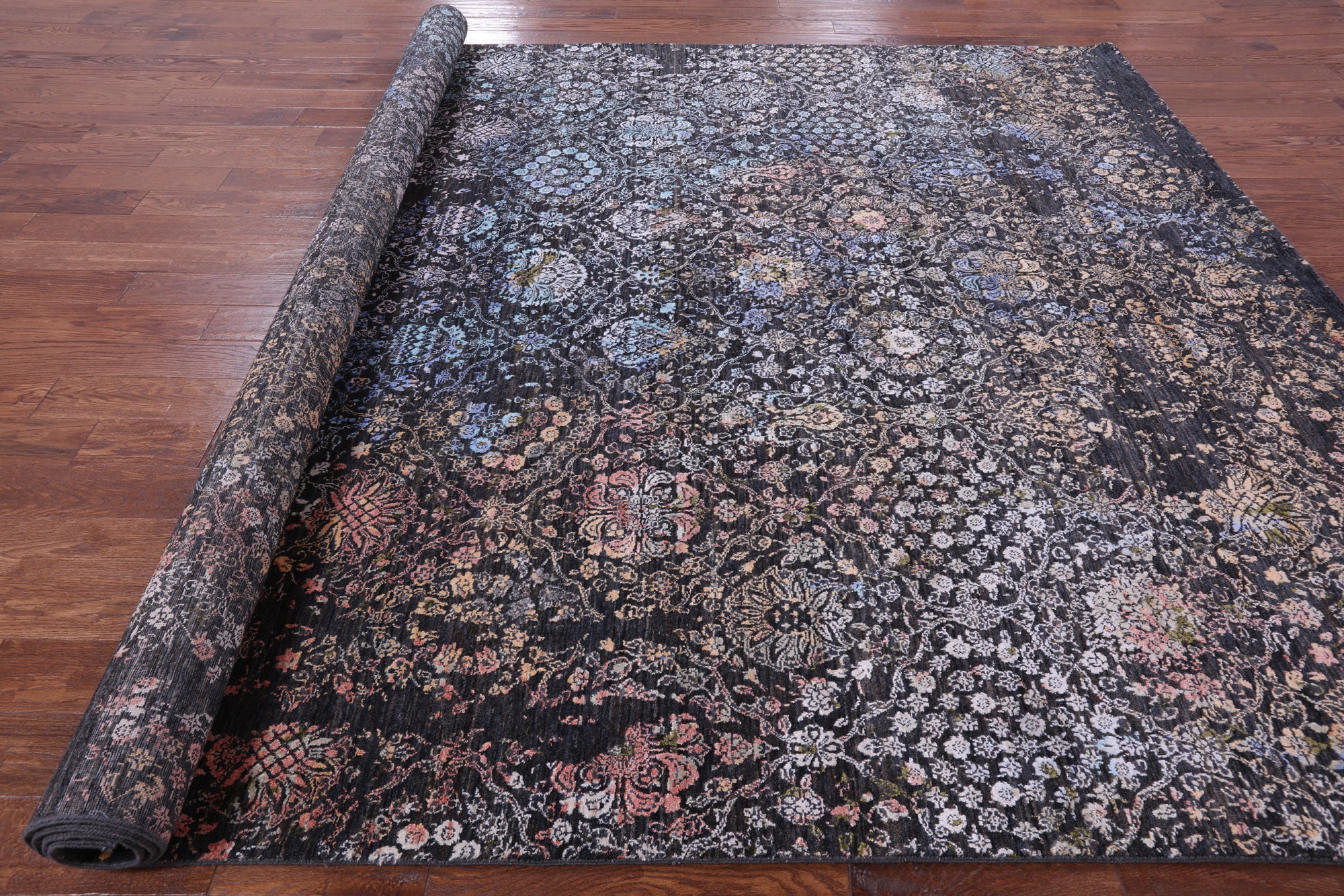 Abstract Modern Handmade Wool & Silk Rug - 9' 1" X 12' 3" - Golden Nile