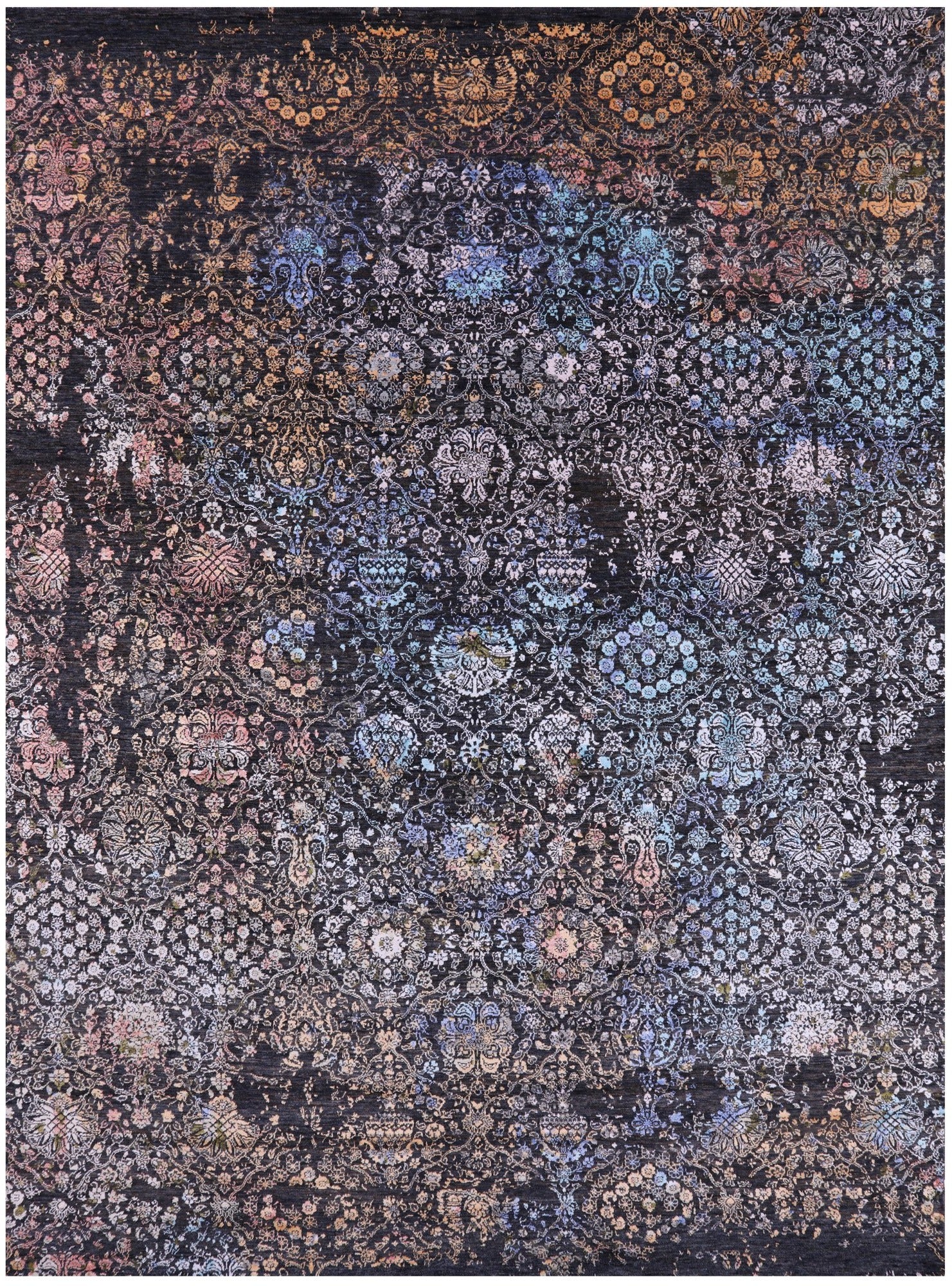Abstract Modern Handmade Wool & Silk Rug - 9' 1" X 12' 3" - Golden Nile