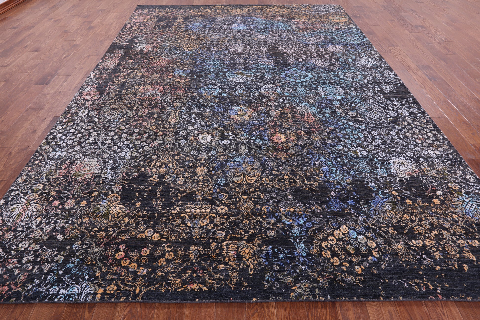 Abstract Modern Handmade Wool & Silk Rug - 9' 1" X 12' 3" - Golden Nile