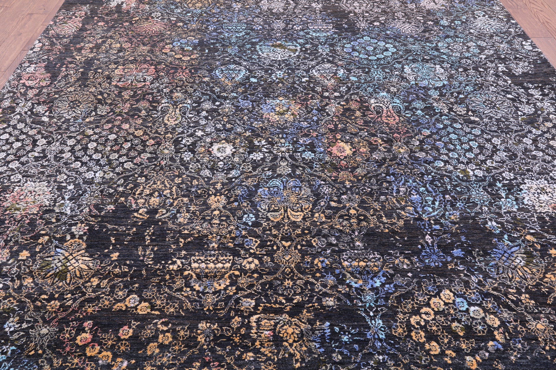 Abstract Modern Handmade Wool & Silk Rug - 9' 1" X 12' 3" - Golden Nile