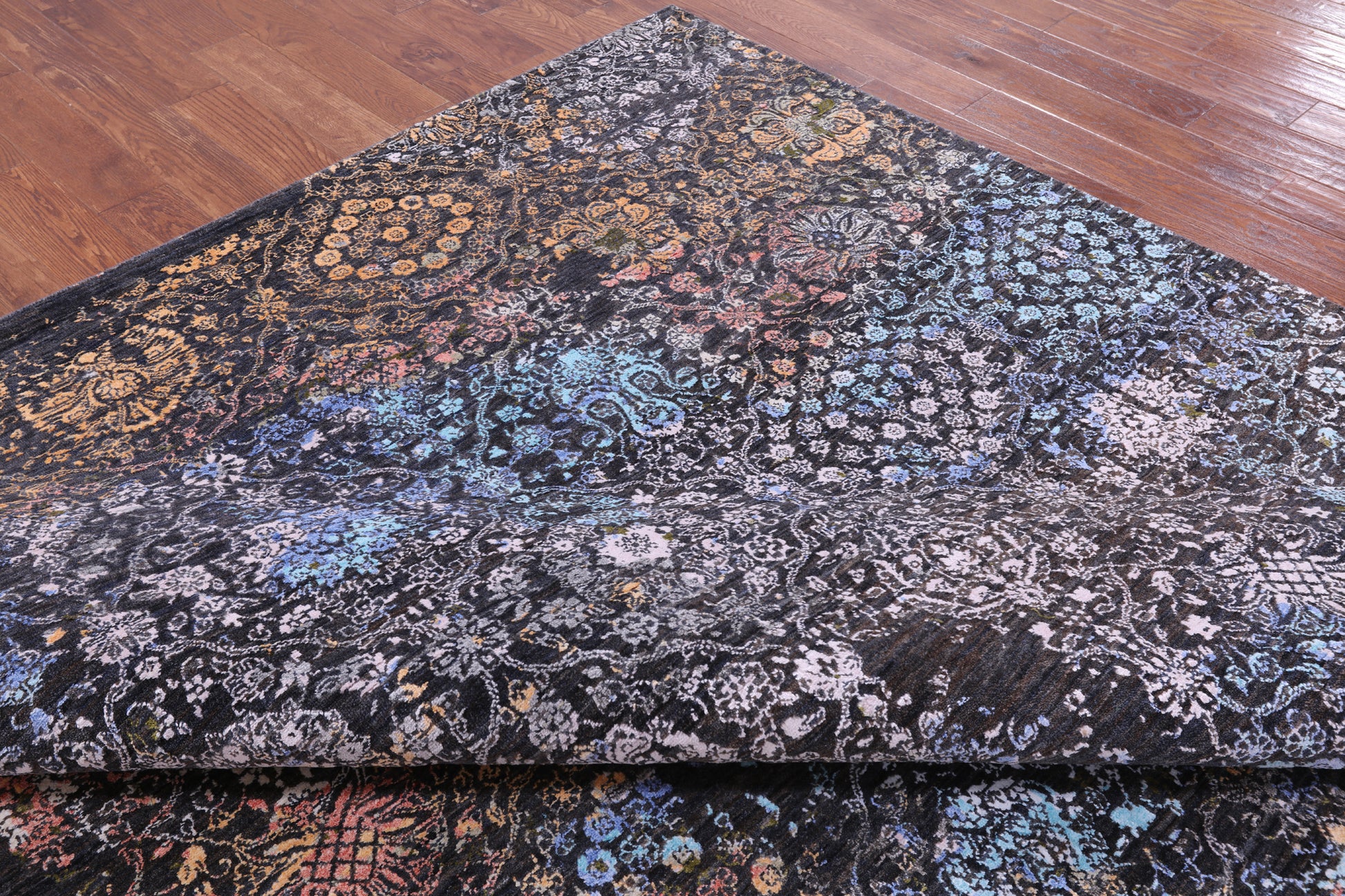 Abstract Modern Handmade Wool & Silk Rug - 9' 1" X 12' 3" - Golden Nile