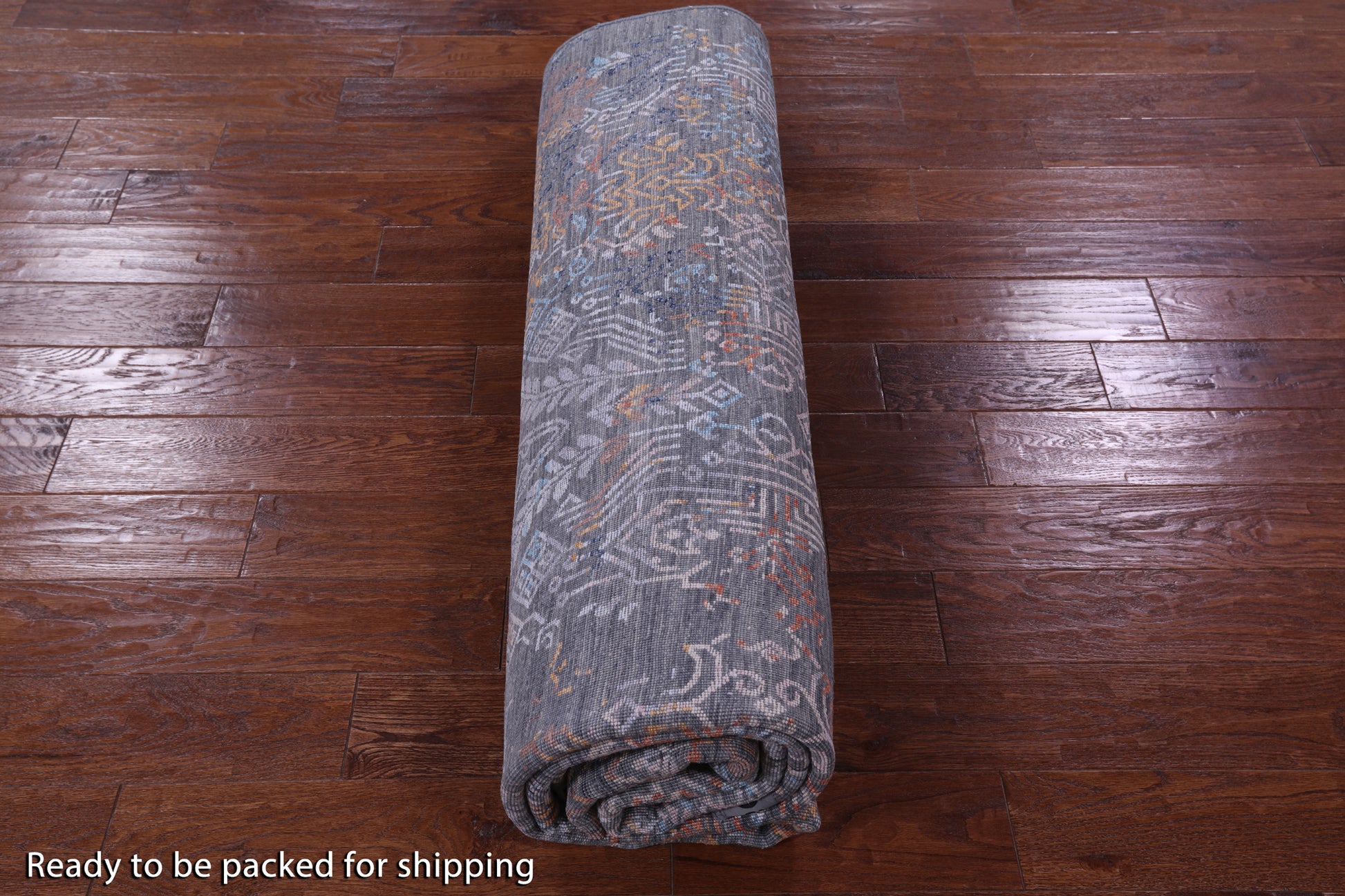 Grey Abstract Modern Hand Knotted Wool & Silk Rug - 8' 0" X 10' 2" - Golden Nile
