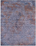Grey Abstract Modern Hand Knotted Wool & Silk Rug - 8' 0" X 10' 2" - Golden Nile