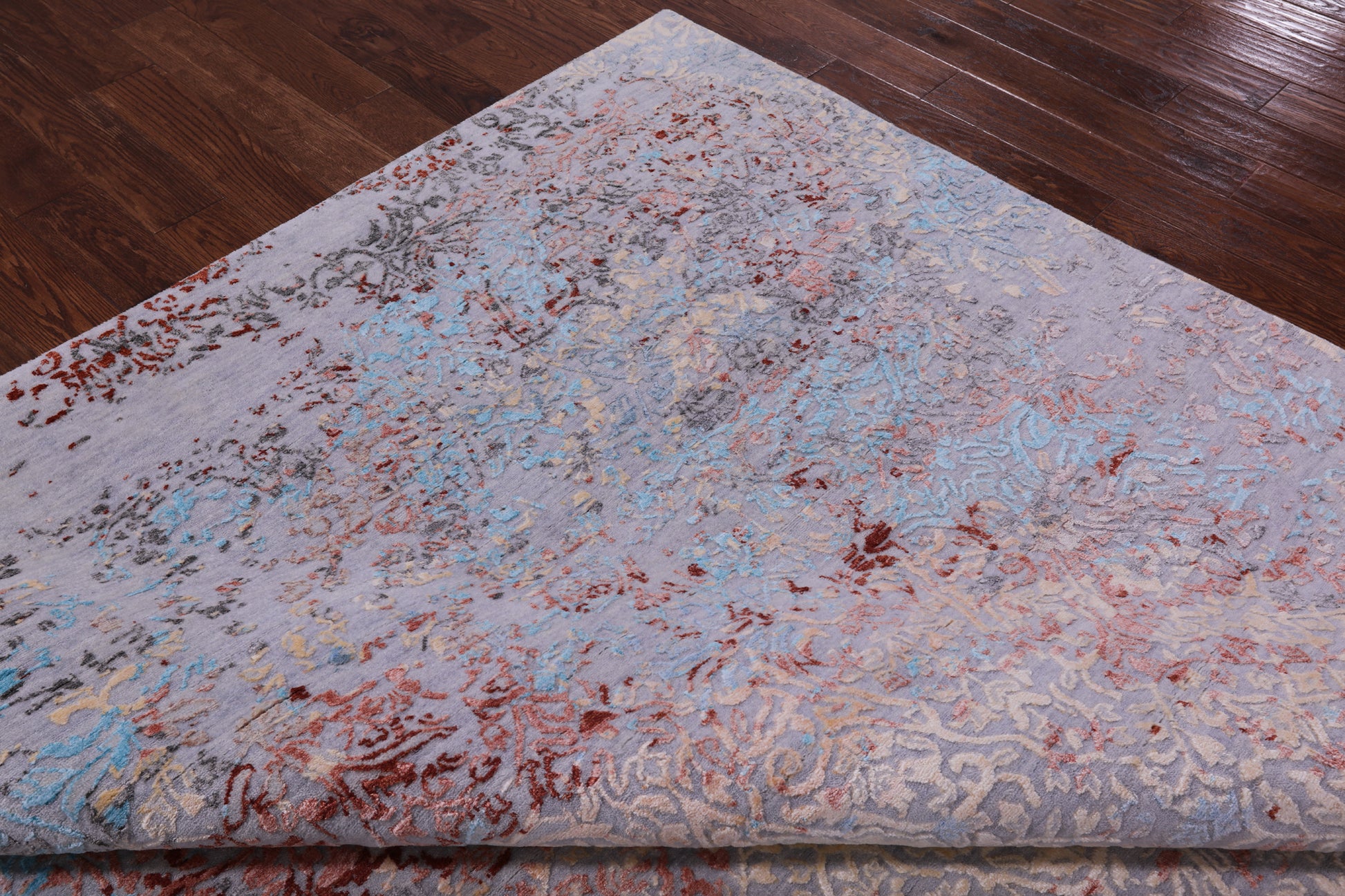 Abstract Contemporary Hand Knotted Wool & Silk Rug - 8' 0" X 10' 1" - Golden Nile