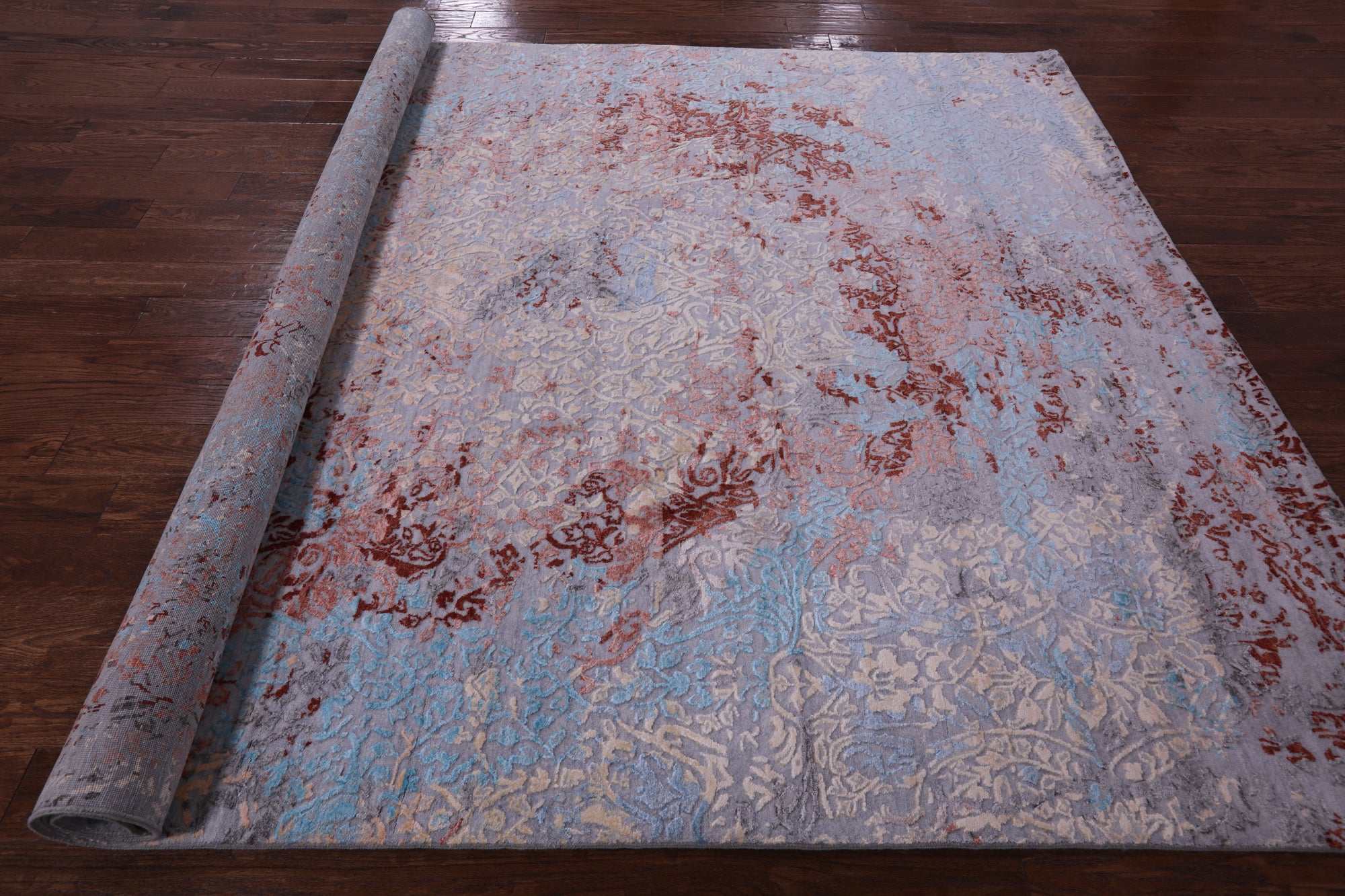 Abstract Contemporary Hand Knotted Wool & Silk Rug - 8' 0" X 10' 1" - Golden Nile