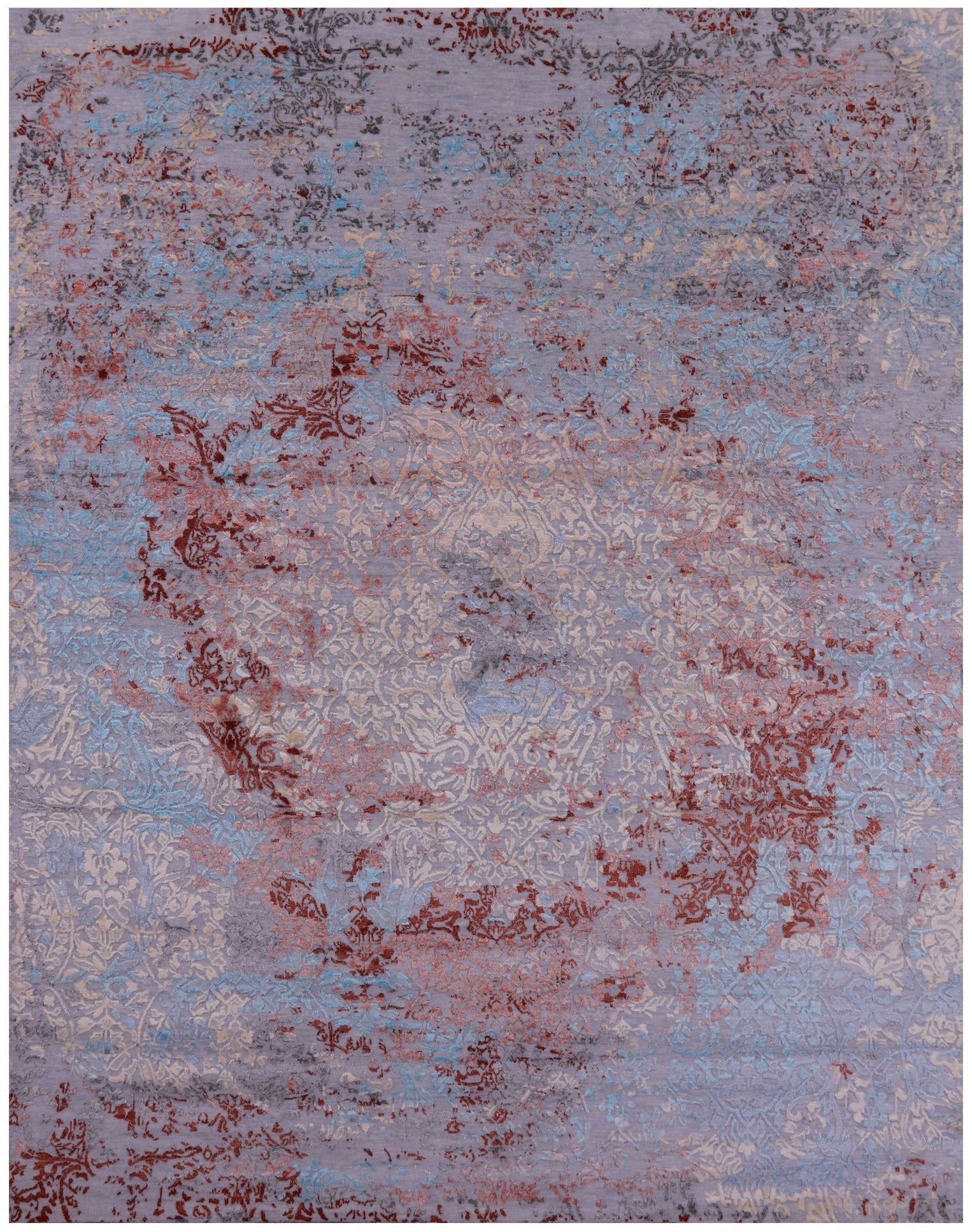 Abstract Contemporary Hand Knotted Wool & Silk Rug - 8' 0" X 10' 1" - Golden Nile