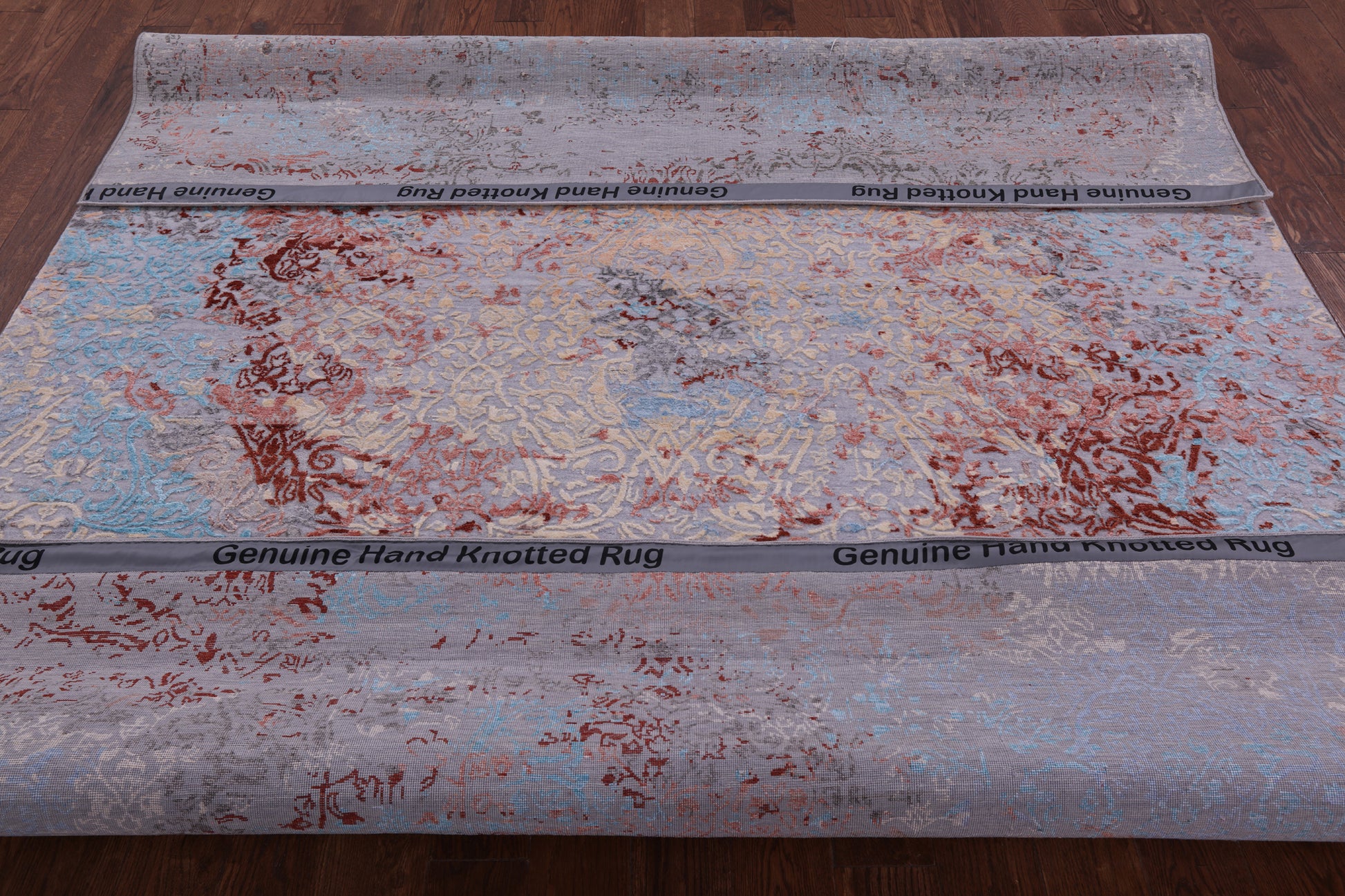 Abstract Contemporary Hand Knotted Wool & Silk Rug - 8' 0" X 10' 1" - Golden Nile