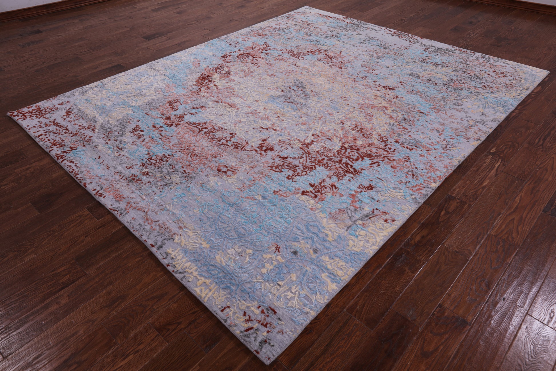 Abstract Contemporary Hand Knotted Wool & Silk Rug - 8' 0" X 10' 1" - Golden Nile