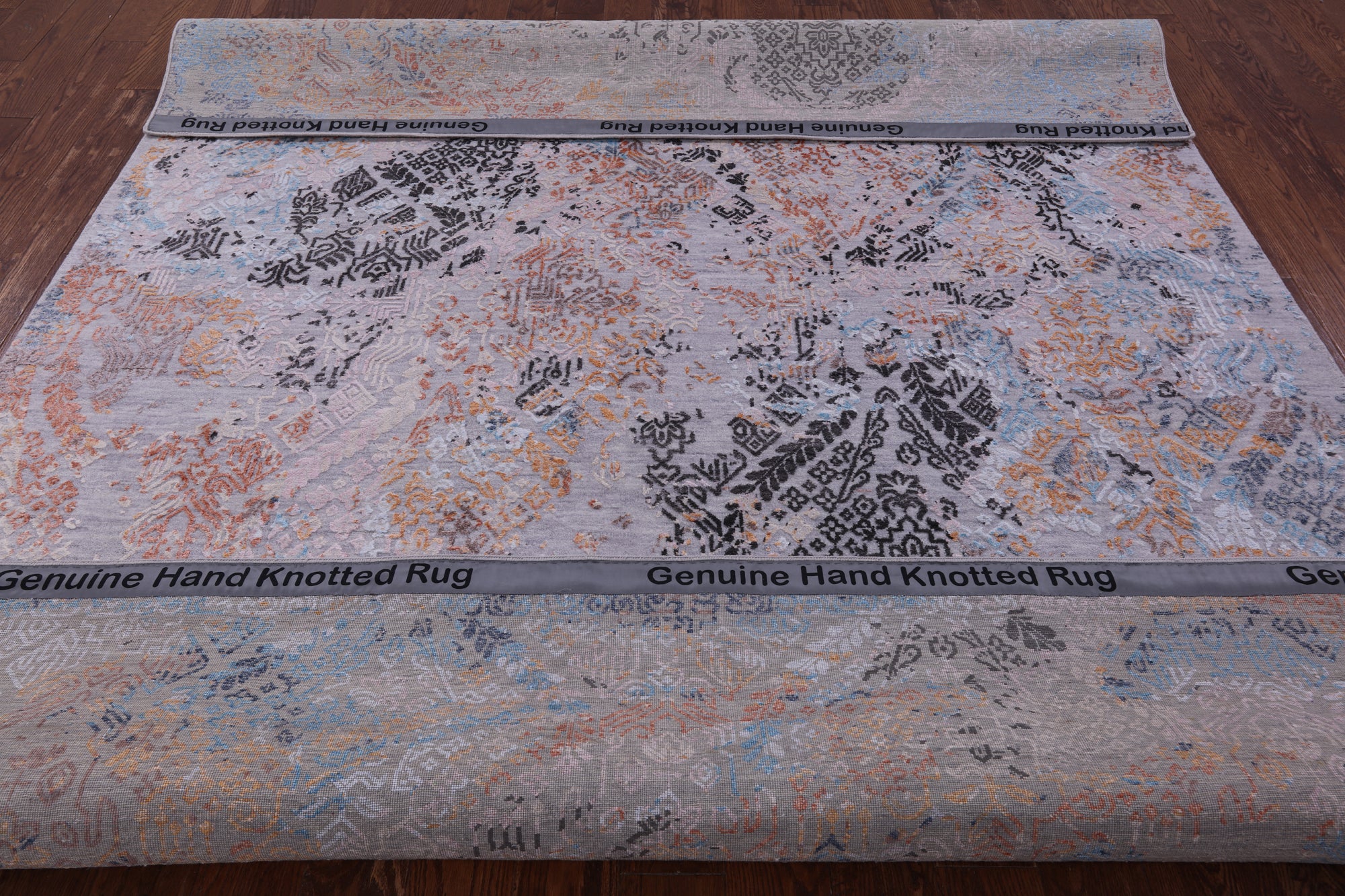 Abstract Contemporary Hand Knotted Wool & Silk Rug - 7' 9" X 10' 3" - Golden Nile