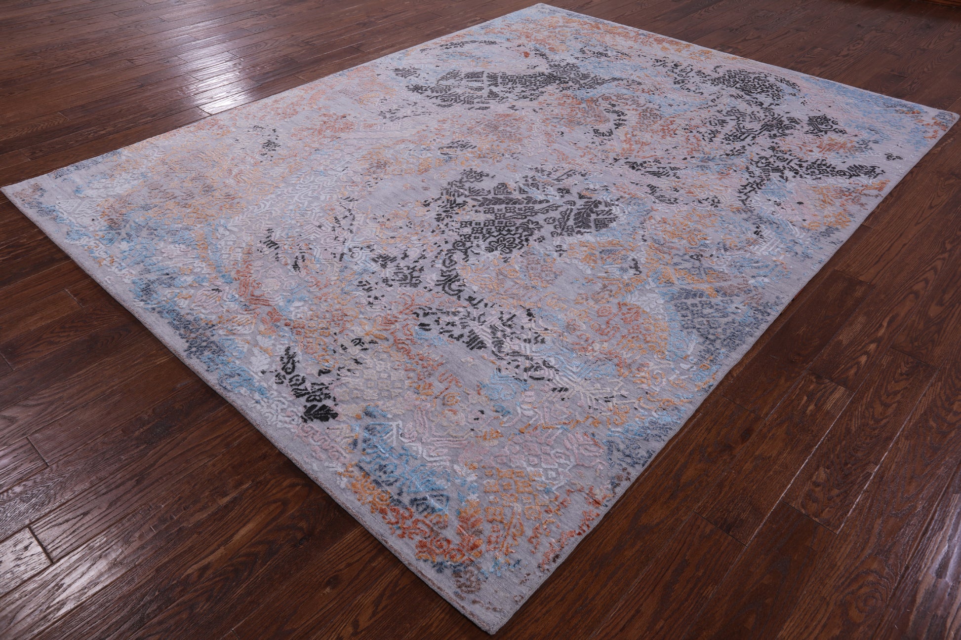 Abstract Contemporary Hand Knotted Wool & Silk Rug - 7' 9" X 10' 3" - Golden Nile