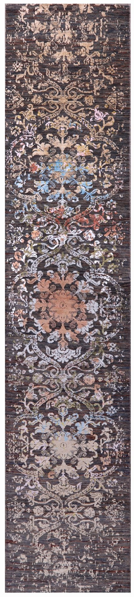 Abstract Contemporary Hand Knotted Wool & Silk Runner Rug - 2' 6" X 11' 11" - Golden Nile
