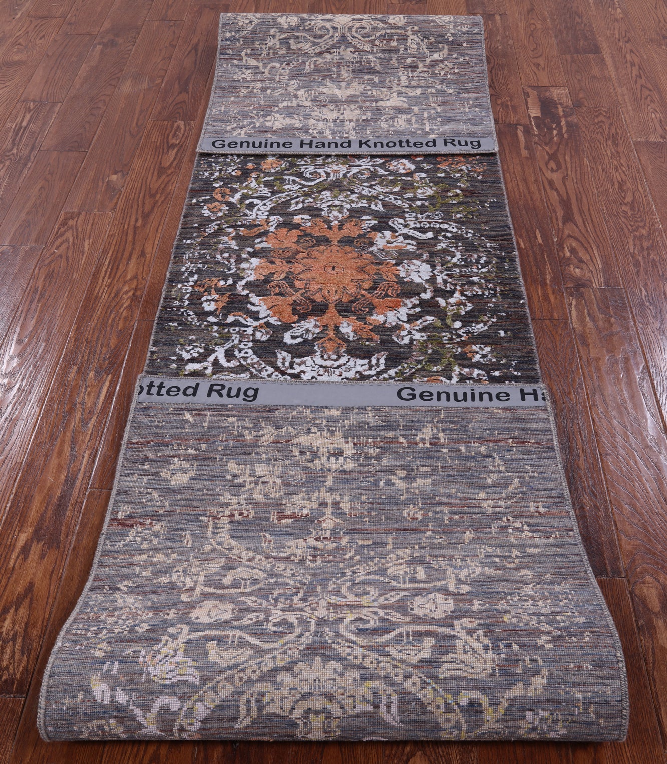 Abstract Contemporary Hand Knotted Wool & Silk Runner Rug - 2' 6" X 11' 11" - Golden Nile