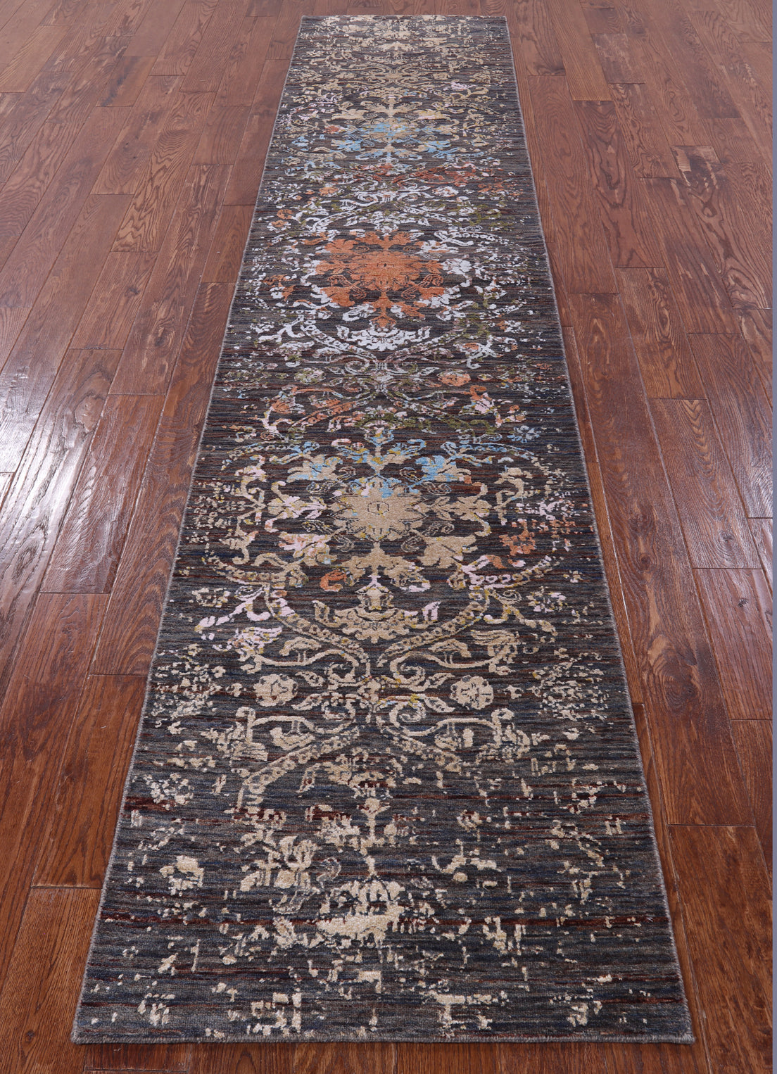 Abstract Contemporary Hand Knotted Wool & Silk Runner Rug - 2' 6" X 11' 11" - Golden Nile