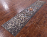 Abstract Contemporary Hand Knotted Wool & Silk Runner Rug - 2' 6" X 11' 11" - Golden Nile