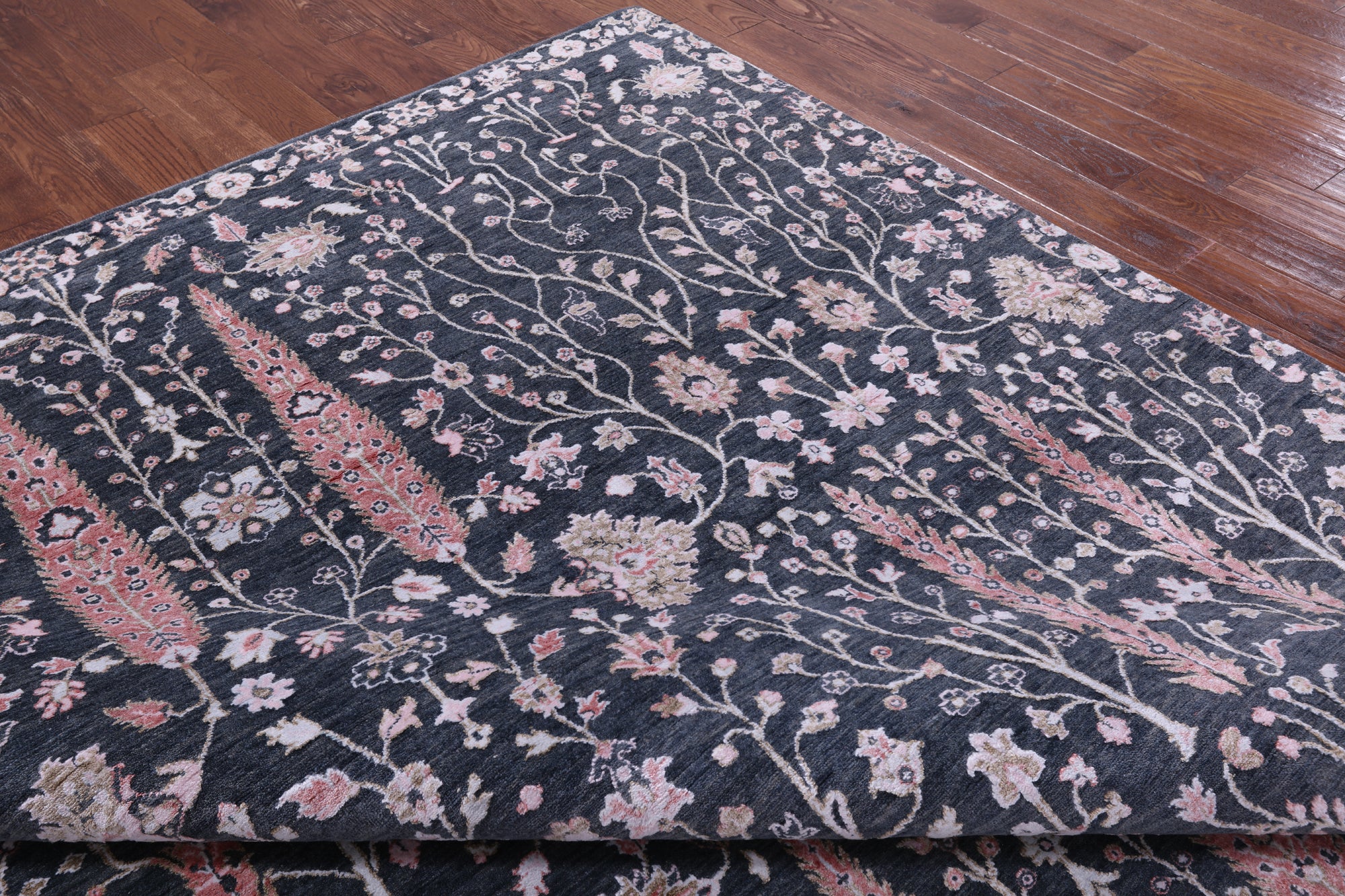 Grey Persian Ziegler Hand Knotted Wool & Silk Rug - 8' 9" X 12' 1" - Golden Nile