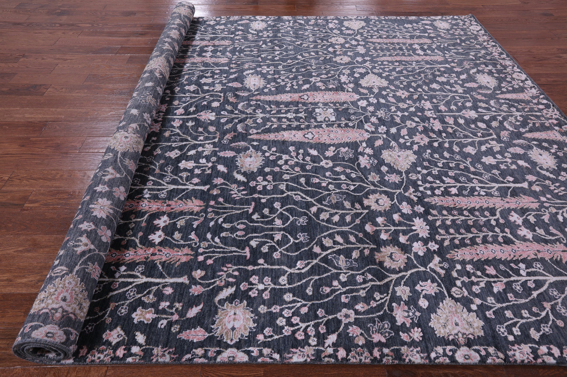 Grey Persian Ziegler Hand Knotted Wool & Silk Rug - 8' 9" X 12' 1" - Golden Nile