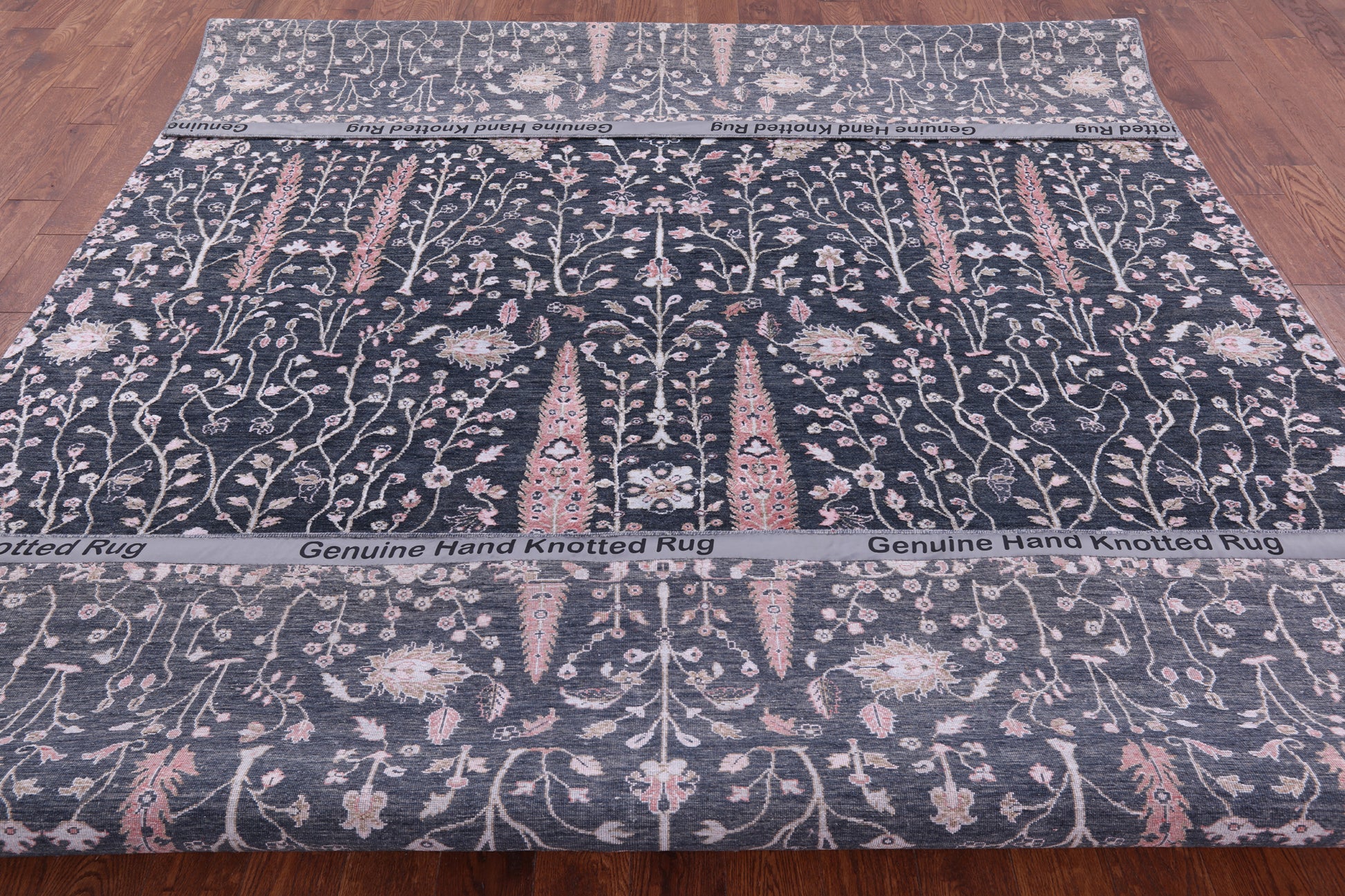 Grey Persian Ziegler Hand Knotted Wool & Silk Rug - 8' 9" X 12' 1" - Golden Nile