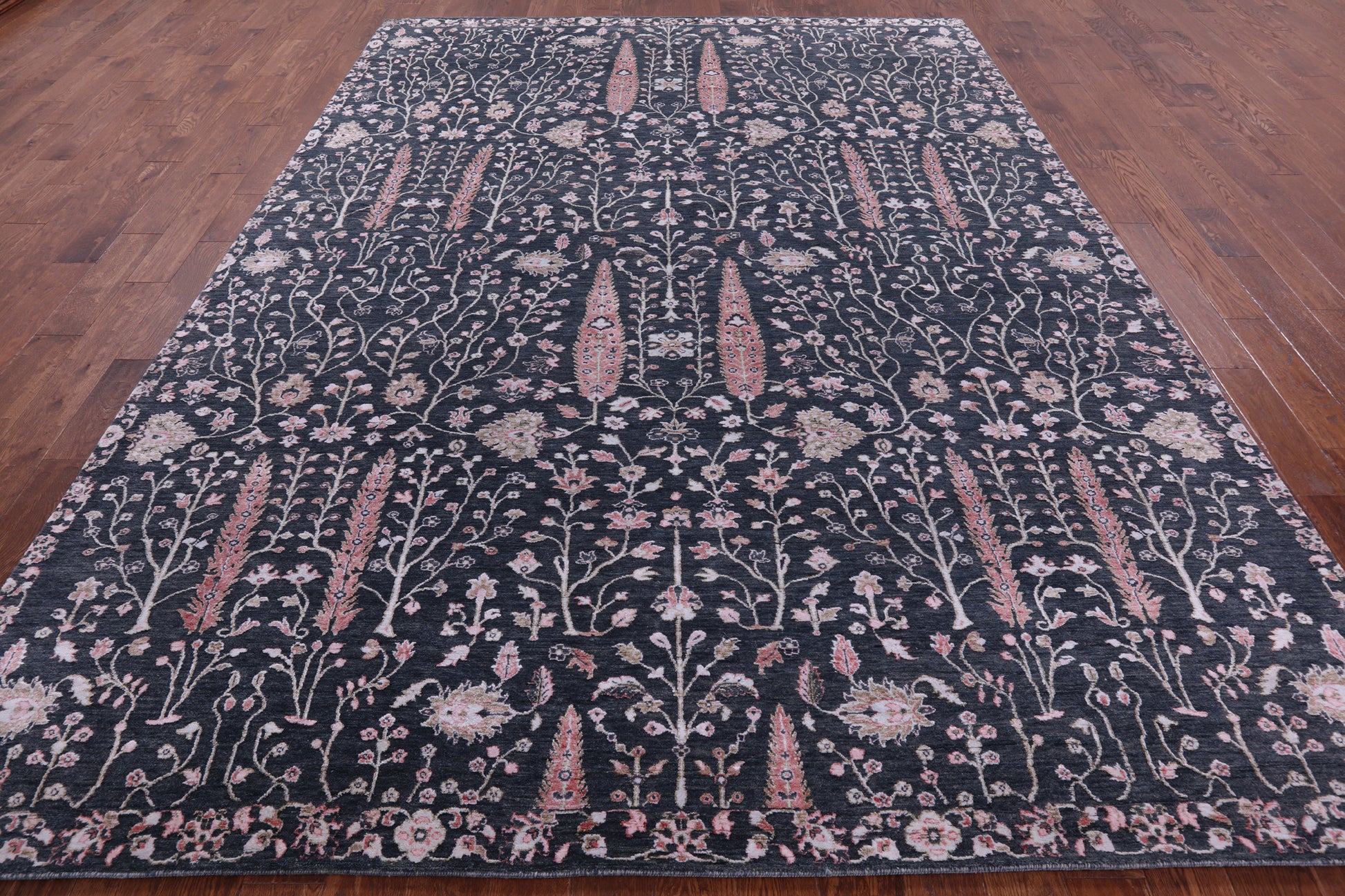 Grey Persian Ziegler Hand Knotted Wool & Silk Rug - 8' 9" X 12' 1" - Golden Nile